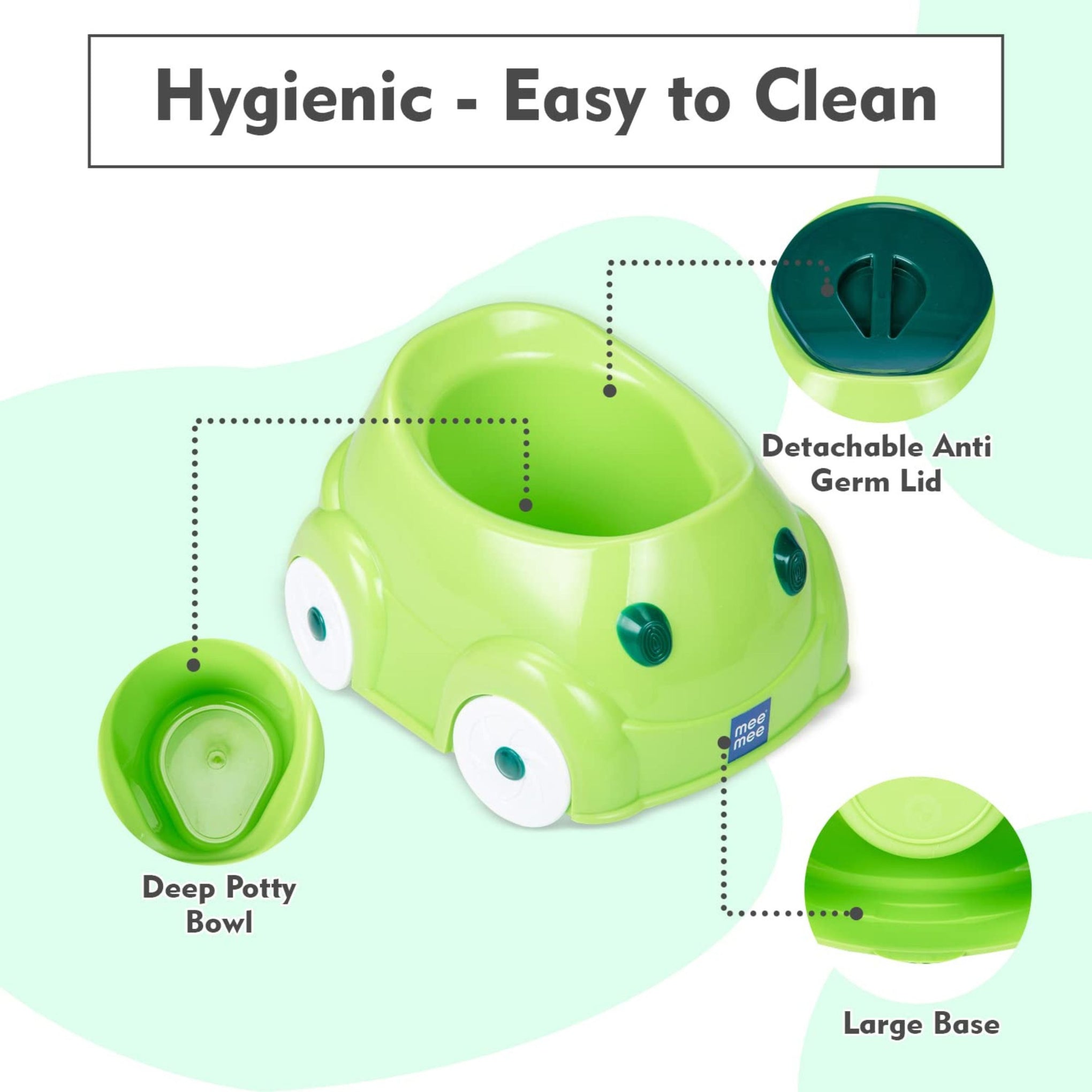 Mee Mee 2 in 1 Potty Chair & Baby Seat | Easy to Clean Potty with Cover | Car Potty with Storage (Green)