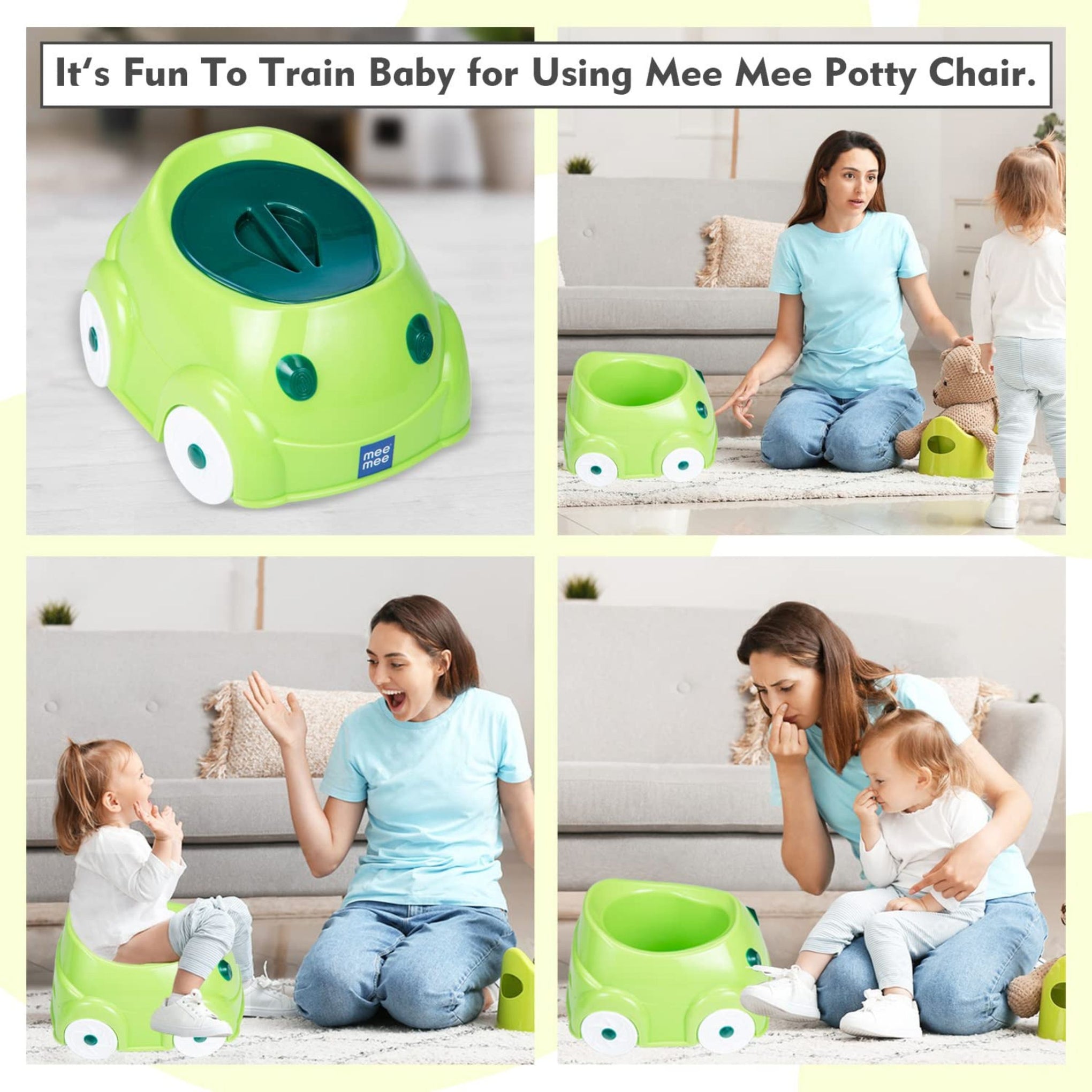 Mee Mee 2 in 1 Potty Chair & Baby Seat | Easy to Clean Potty with Cover | Car Potty with Storage (Green)