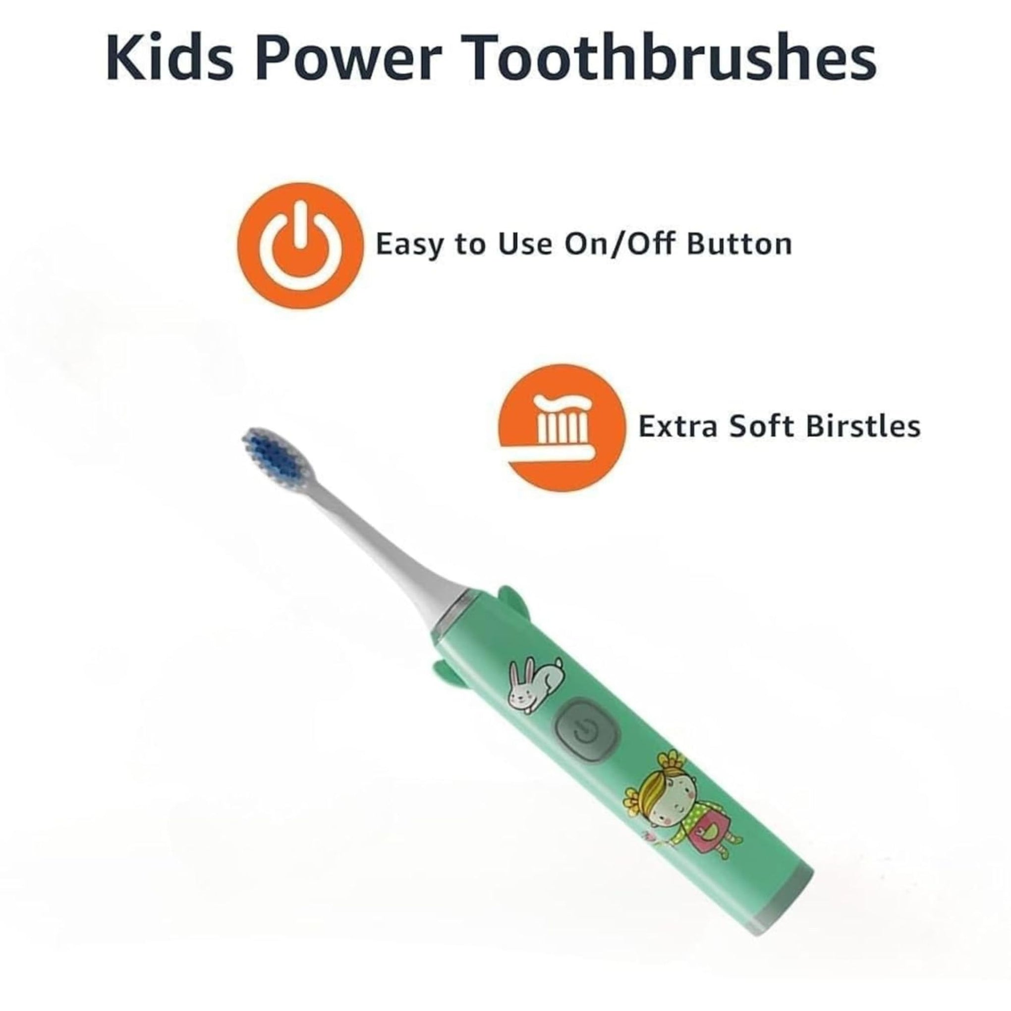 Smile Baby kids Electric Toothbrush with Cartoon Characters, Soft Bristles Battery Operated Kids Cartoonic Vibrating/Oscillating Toothbrush for cleaning the teeth (green, 1pec)