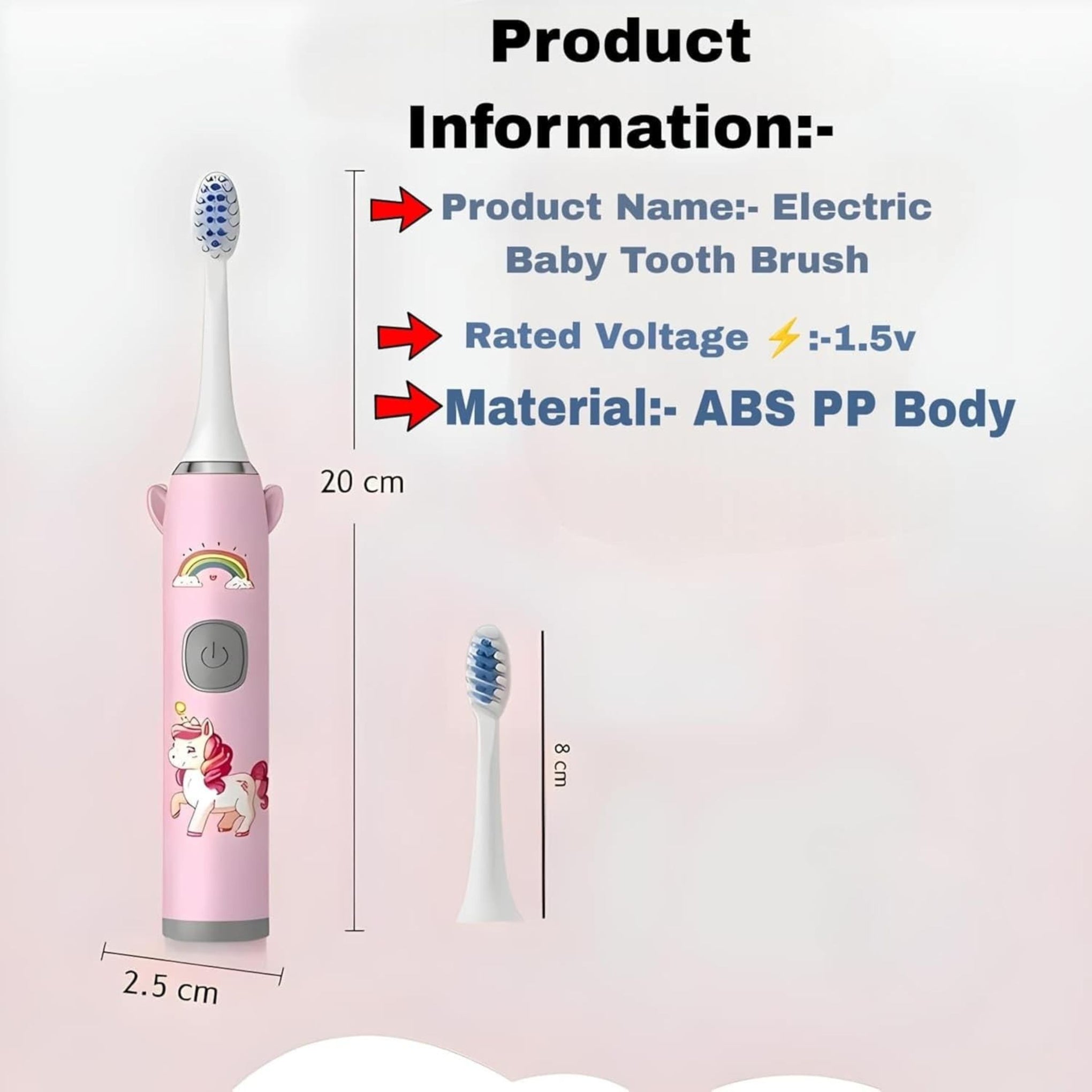Smile Baby kids Electric Toothbrush with Cartoon Characters, Soft Bristles Battery Operated Kids Cartoonic Vibrating/Oscillating Toothbrush for cleaning the teeth (pink, 1pec)