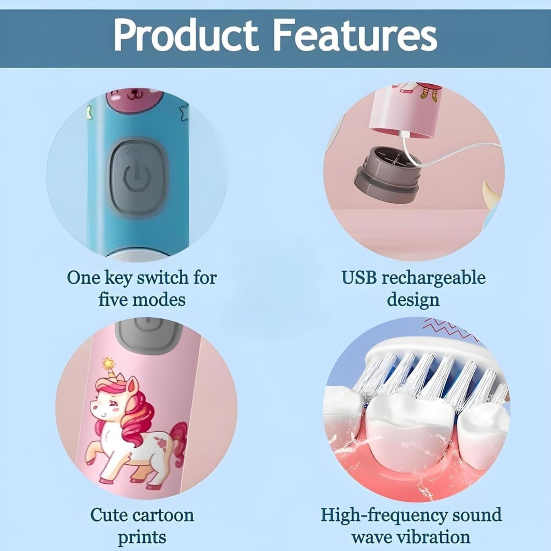 Smile Baby kids Electric Toothbrush with Cartoon Characters, Soft Bristles Battery Operated Kids Cartoonic Vibrating/Oscillating Toothbrush for cleaning the teeth (pink, 1pec)