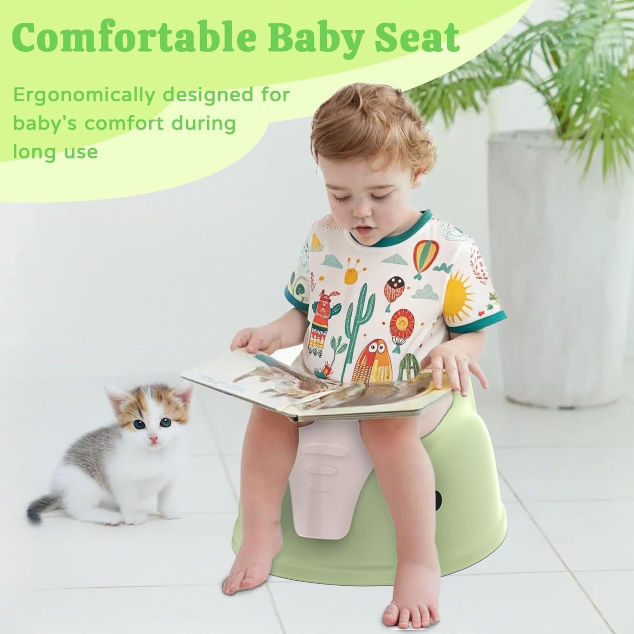 Smile Baby Toddler Potty Training Toilet Seat With Splash Guard - Portable Travel Potty for Children, Infant Potties Training Chair for Ages 1-6 Boys and Girls| ELEPHANT DESIGHN Pink & Green color