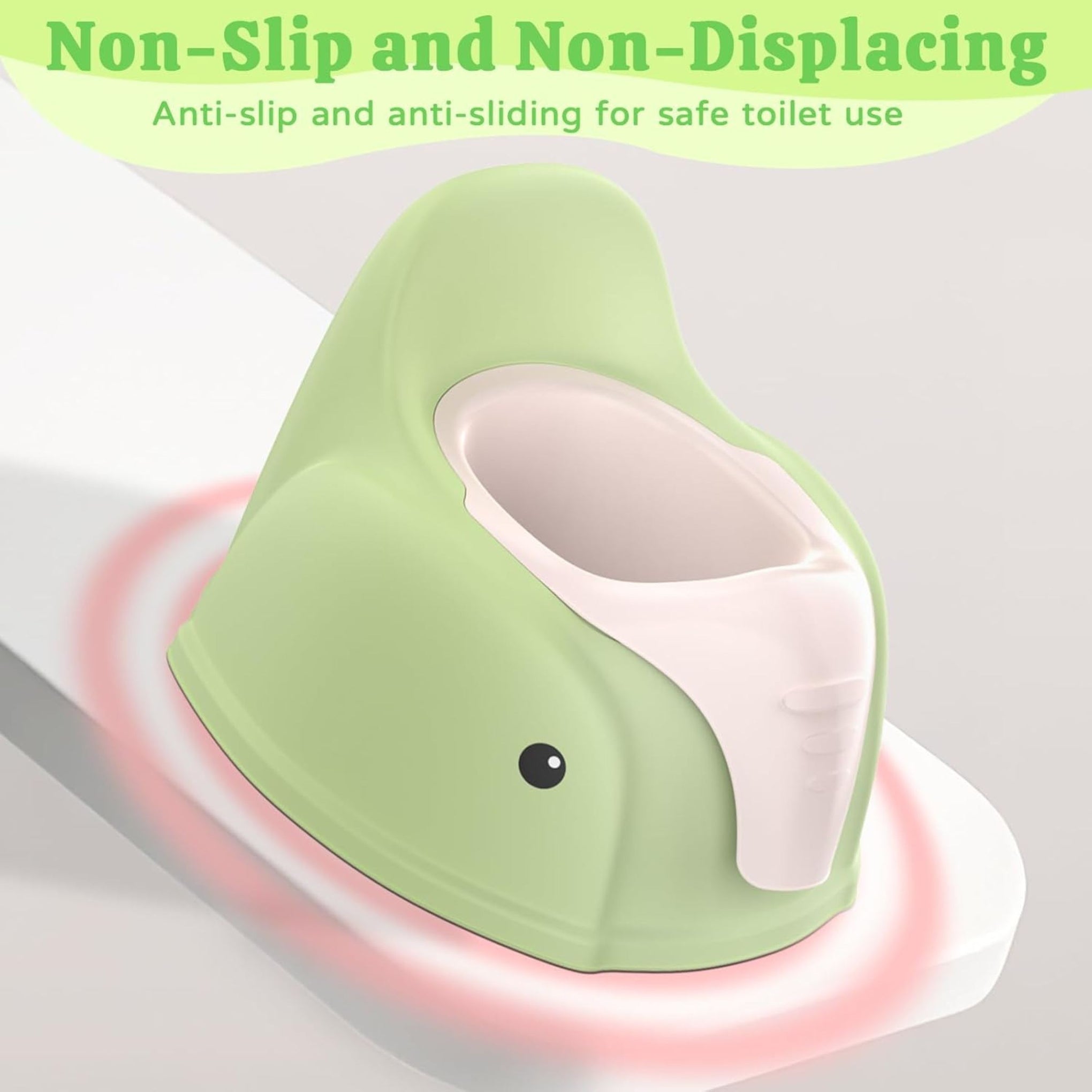 Smile Baby Toddler Potty Training Toilet Seat With Splash Guard - Portable Travel Potty for Children, Infant Potties Training Chair for Ages 1-6 Boys and Girls| ELEPHANT DESIGHN Pink & Green color