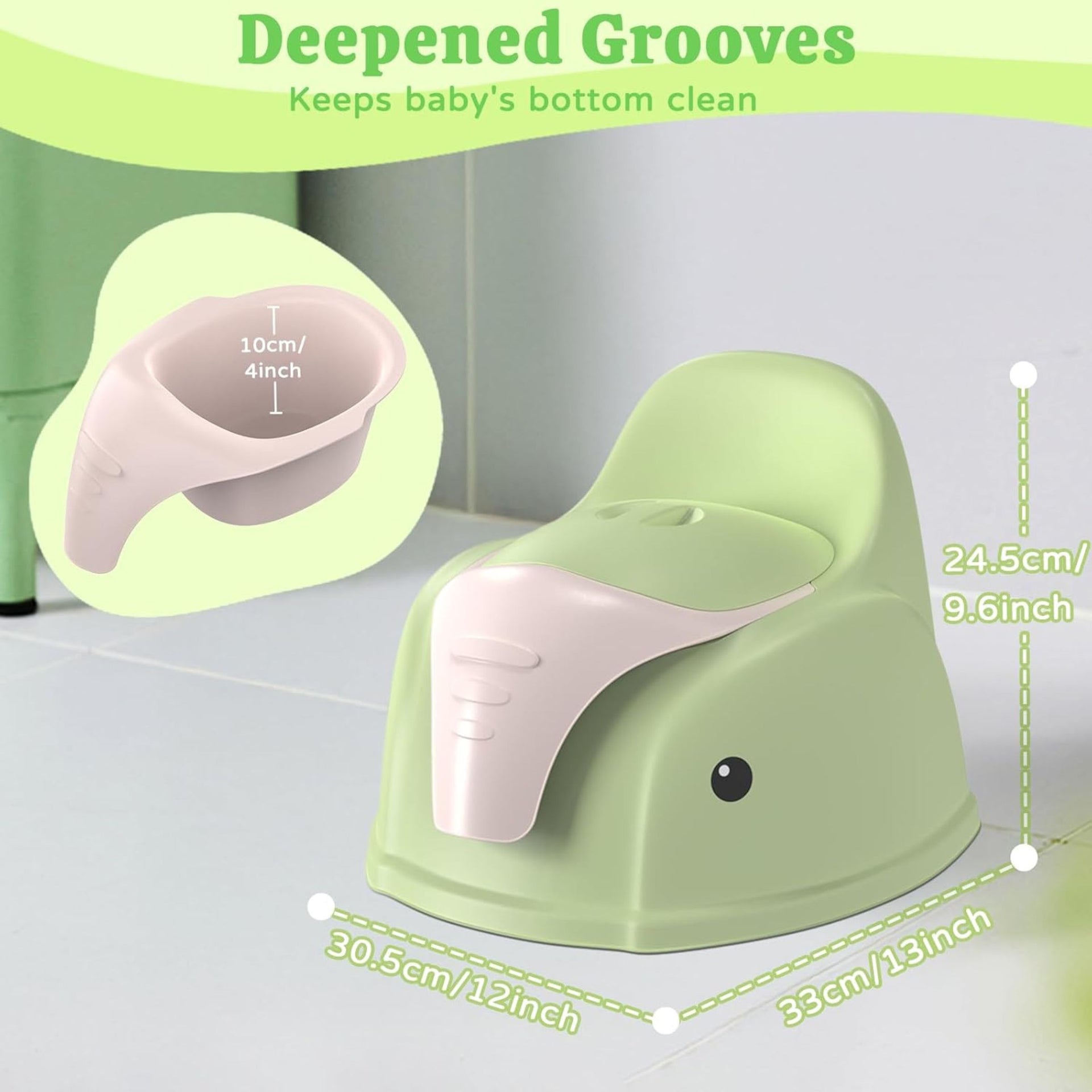 Smile Baby Toddler Potty Training Toilet Seat With Splash Guard - Portable Travel Potty for Children, Infant Potties Training Chair for Ages 1-6 Boys and Girls| ELEPHANT DESIGHN Pink & Green color