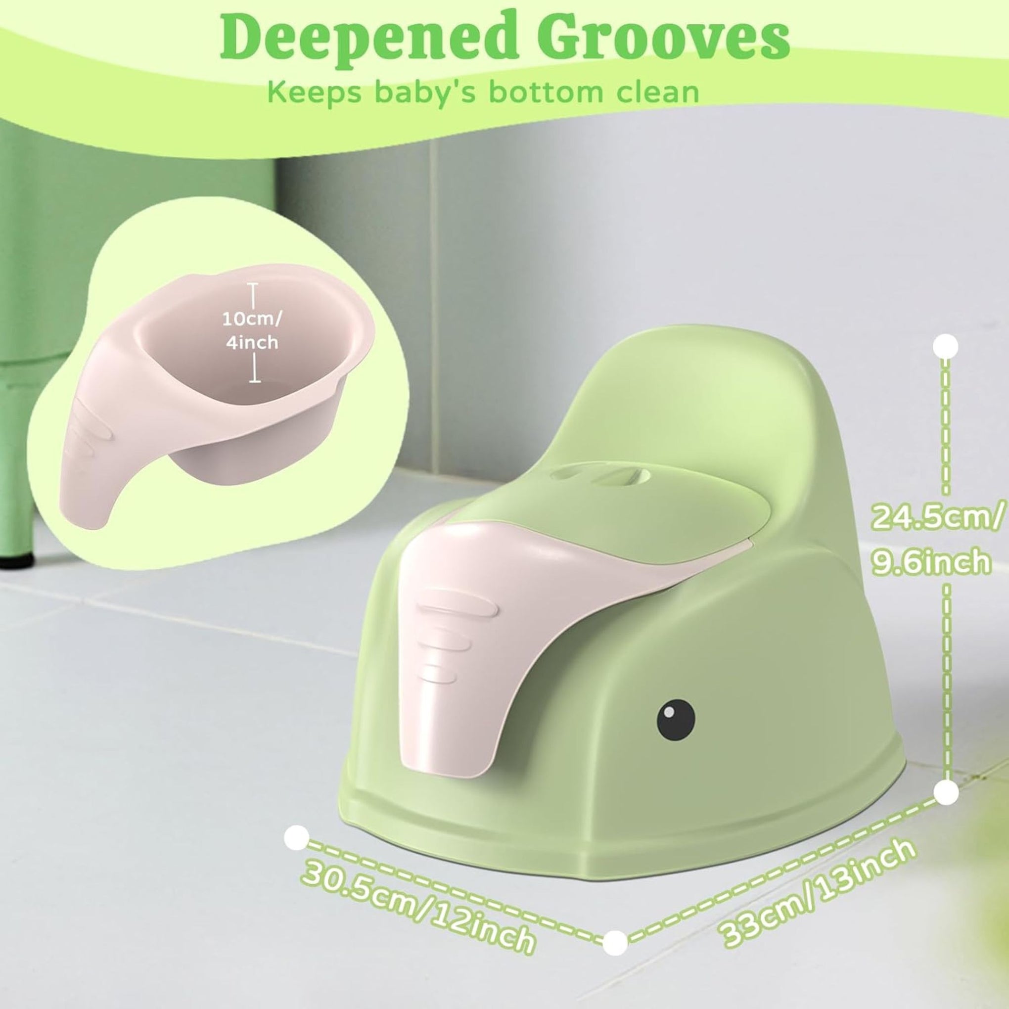 Smile Baby Toddler Potty Training Toilet Seat With Splash Guard - Portable Travel Potty for Children, Infant Potties Training Chair for Ages 1-6 Boys and Girls| ELEPHANT DESIGHN Pink & Green color