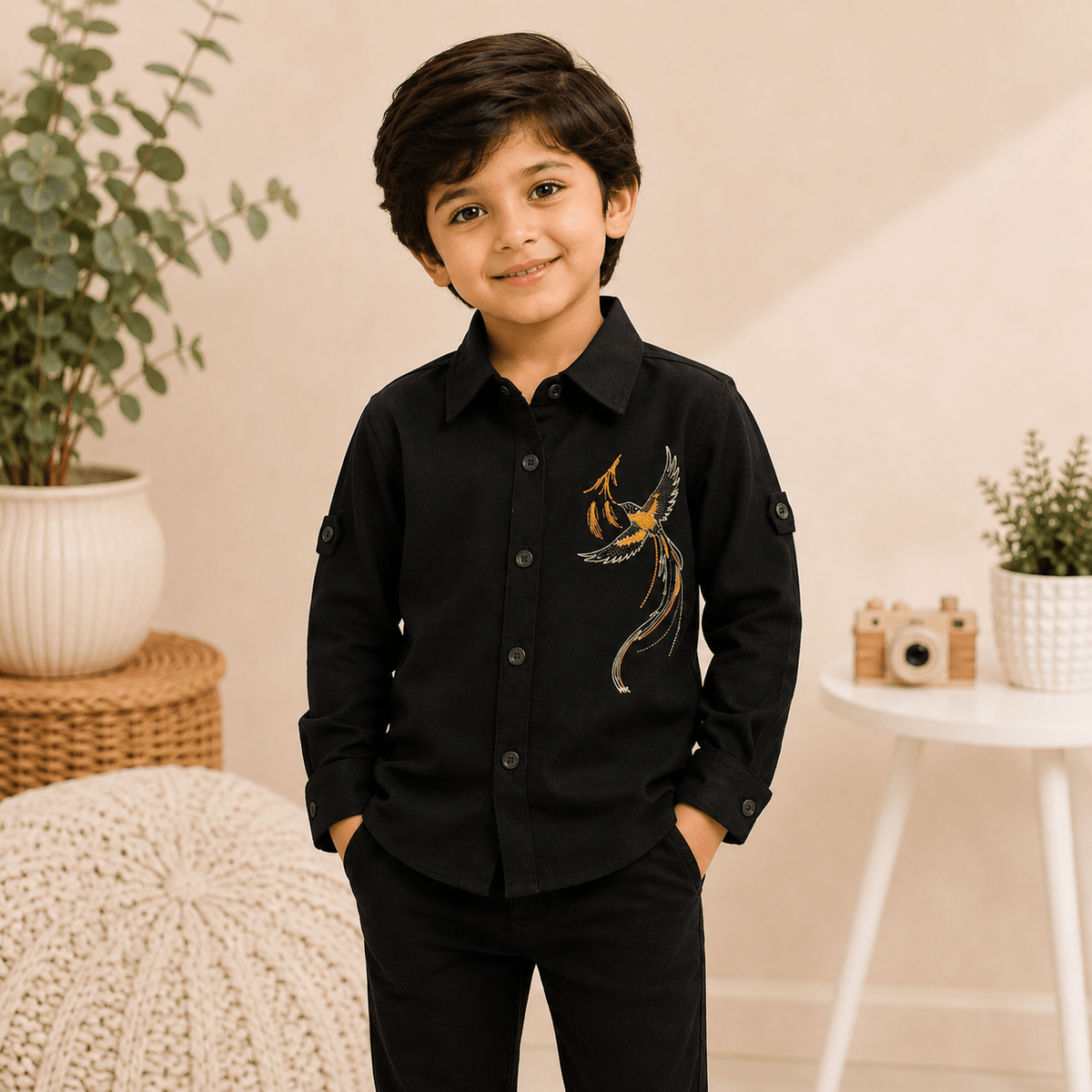 GUSTO Boys Full Sleeve Embroidered Shirt | Stylish Casual Shirt for Boys 6 Months–3 Years - SMILE BABY