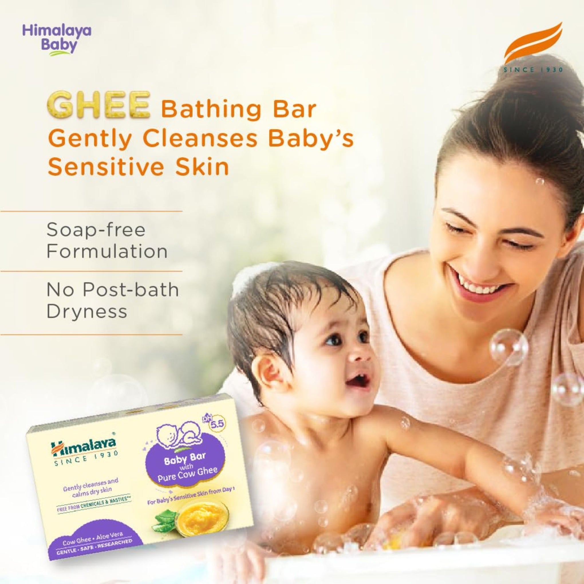 Himalaya Baby Bar with Pure Cow Ghee – 125g | Natural & Gentle Baby Soap