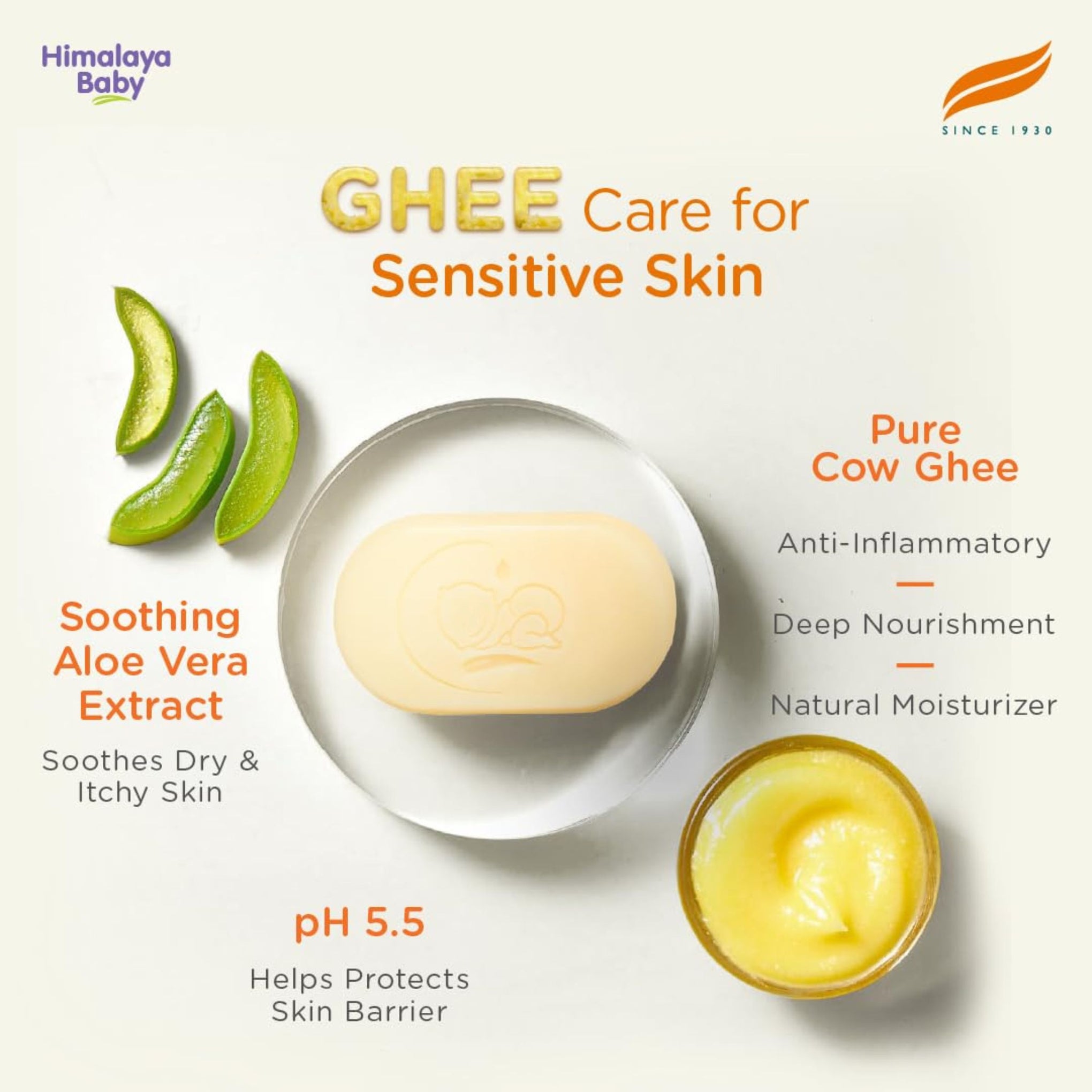 Himalaya Baby Bar with Pure Cow Ghee – 125g | Natural & Gentle Baby Soap