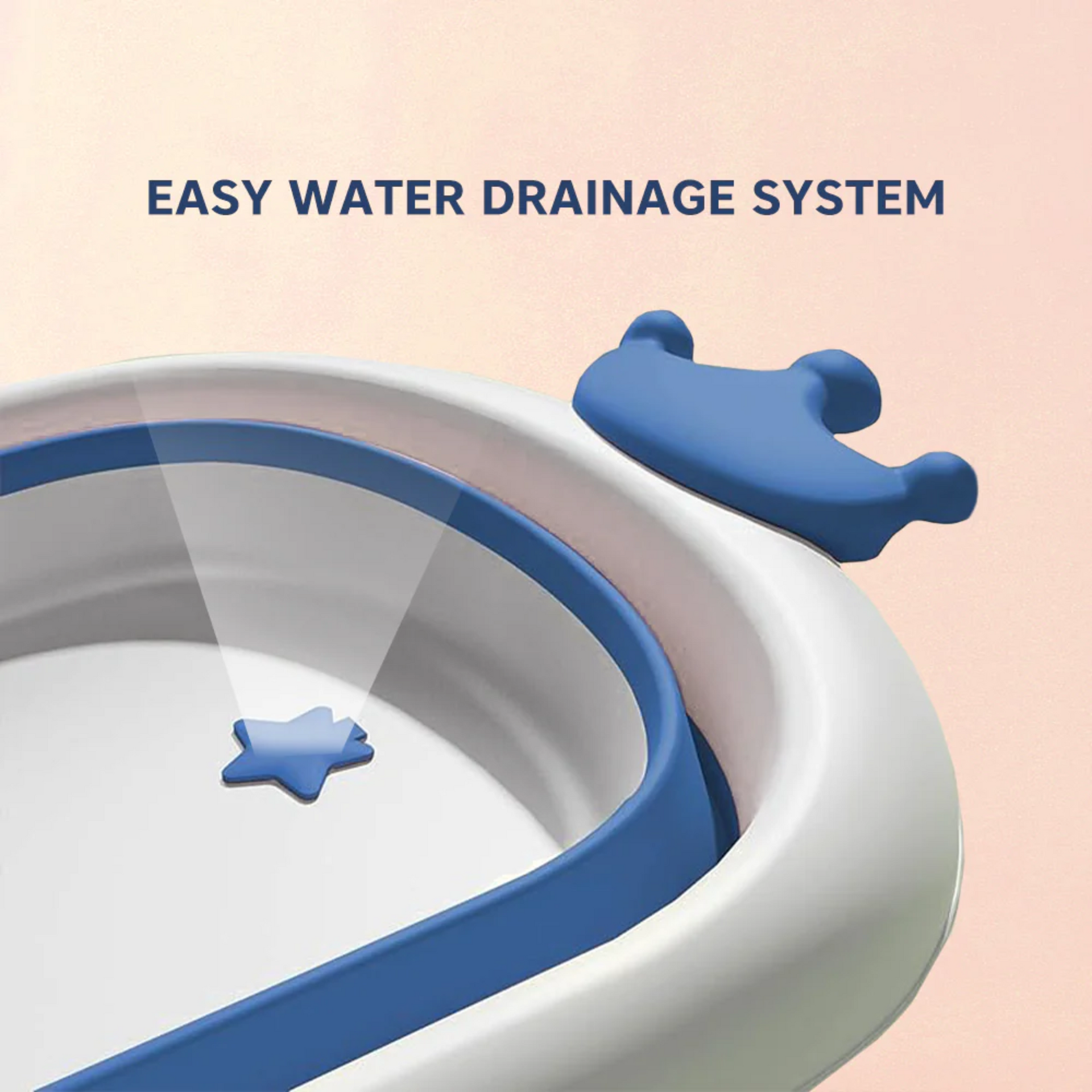 Hopop Deluxe Foldable Baby Bath Tub Adjustable Height | Foldable | Anti Slip Suction Base | Drain Outlet for Easy Clean | 4Months -3Yrs | Baby Mini Swimming Pool | New Born Toddlers Unisex (D.Blue)