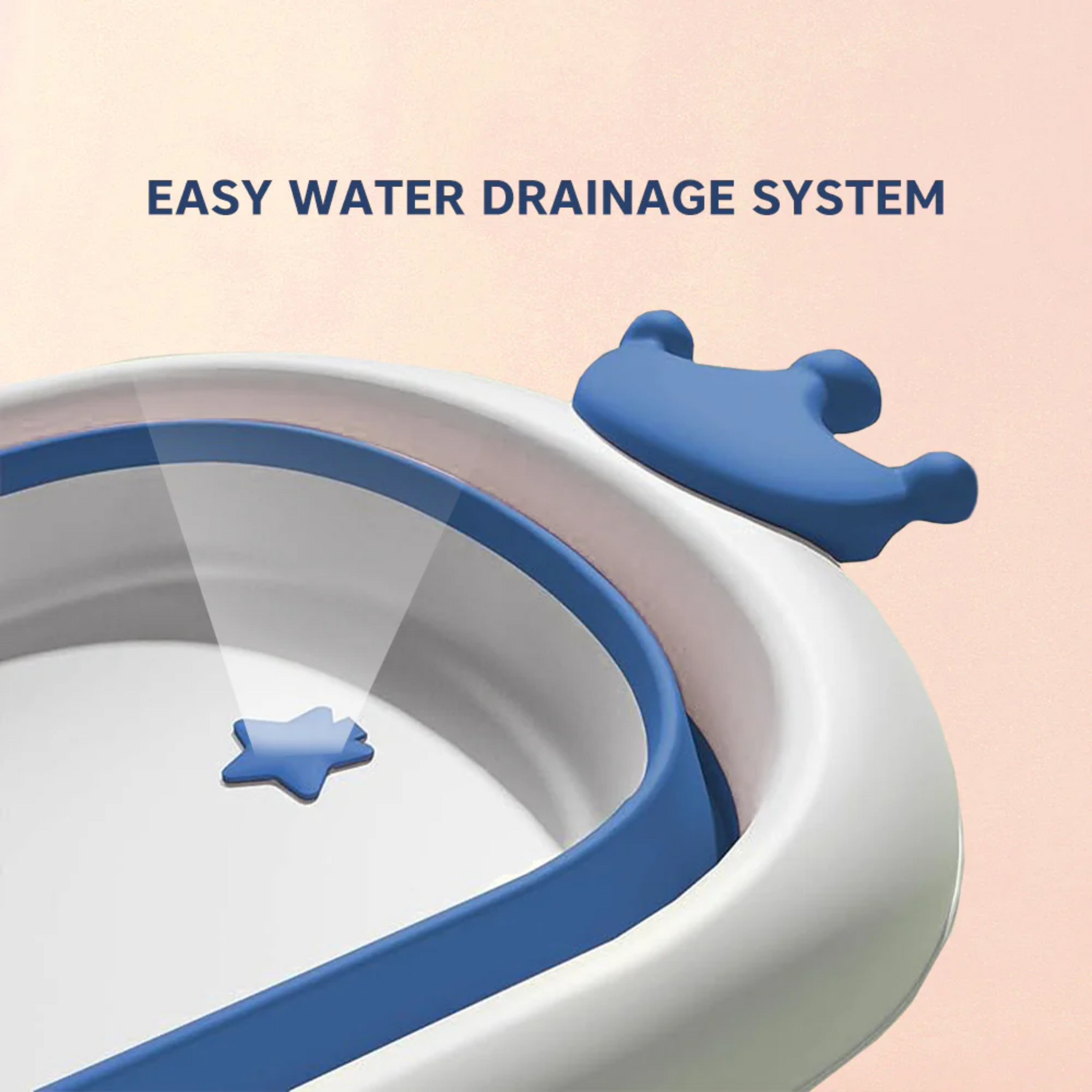 Hopop Deluxe Foldable Baby Bath Tub Adjustable Height | Foldable | Anti Slip Suction Base | Drain Outlet for Easy Clean | 4Months -3Yrs | Baby Mini Swimming Pool | New Born Toddlers Unisex (D.Blue)