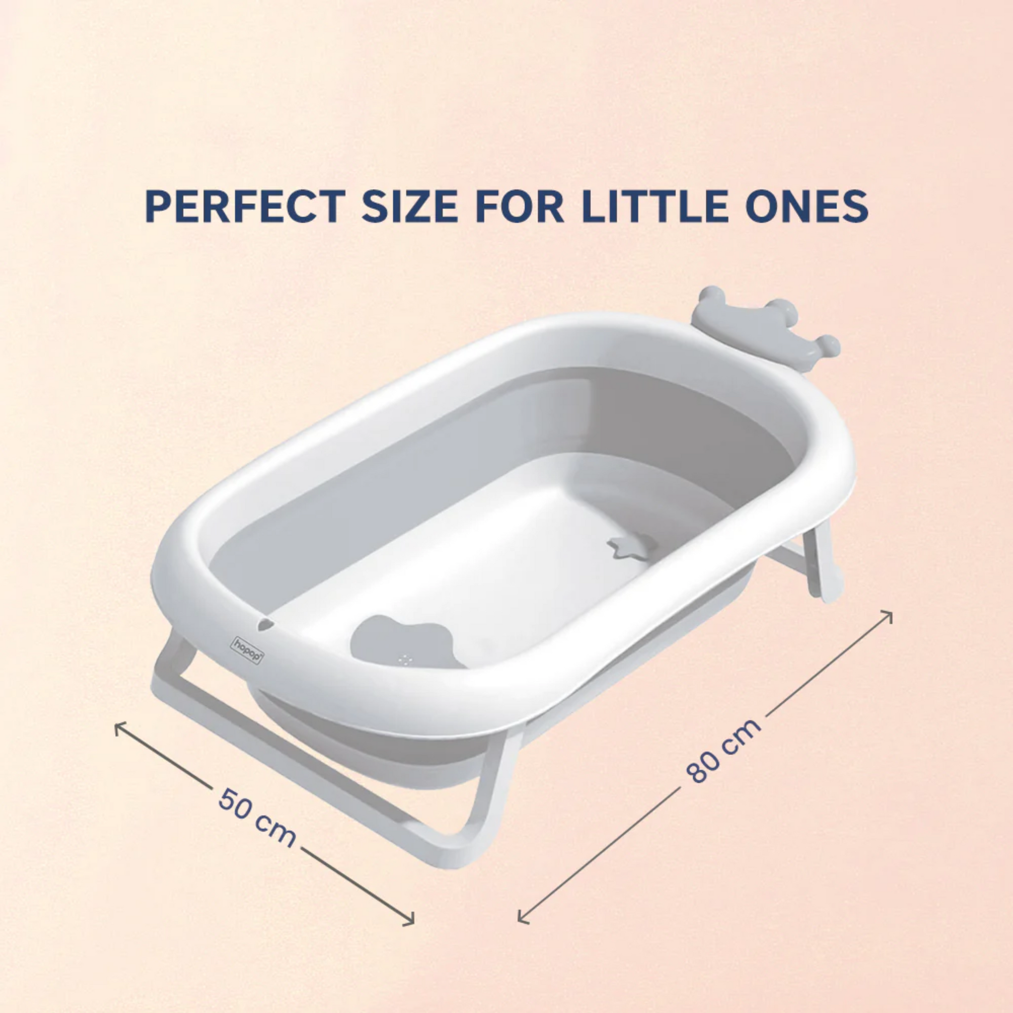 Hopop Deluxe Foldable Baby Bath Tub Adjustable Height | Foldable | Anti Slip Suction Base | Drain Outlet for Easy Clean | 4Months -3Yrs | Baby Mini Swimming Pool | New Born Toddlers Unisex (Grey)