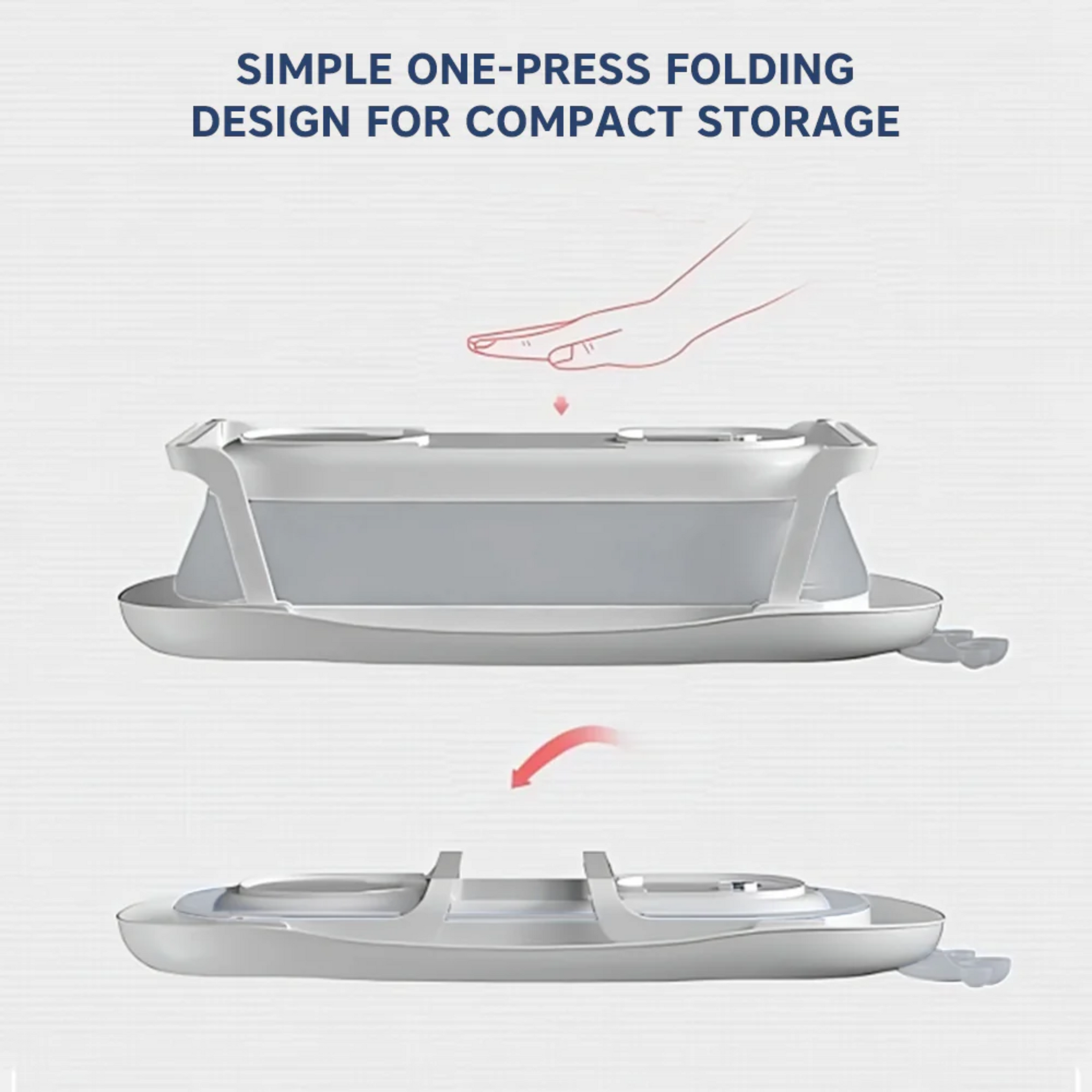 Hopop Deluxe Foldable Baby Bath Tub Adjustable Height | Foldable | Anti Slip Suction Base | Drain Outlet for Easy Clean | 4Months -3Yrs | Baby Mini Swimming Pool | New Born Toddlers Unisex (Grey)