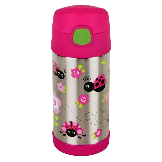 Hopop Insulated Stainless Steel Sipper Water Bottle for Kids | Double Walled Insulated Steel | Hot and Cold Sipper Bottle with Straw & Carry Handle | Thermos Flask | BPA Free | 300ml.