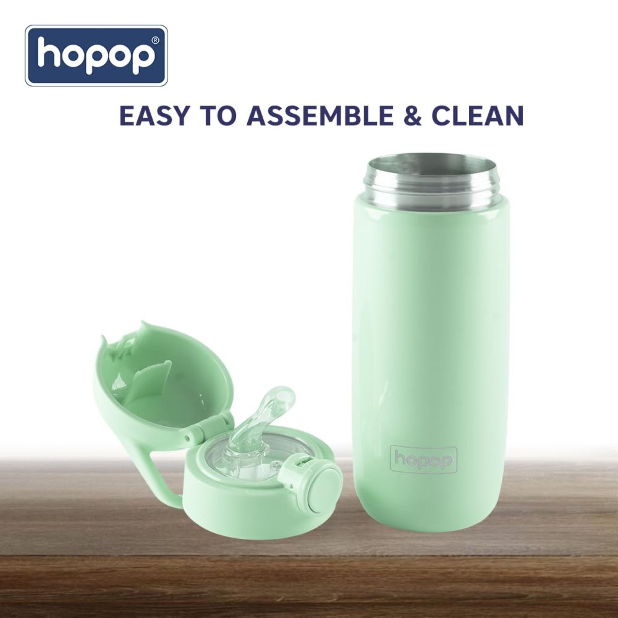 Hopop Insulated Stainless Steel Water Bottle | Double Walled Vacuum Insulated Flask Water | Thermosteel Hot and Cold Sipper Bottle with Carry Handle | BPA Free | 380ml | Green