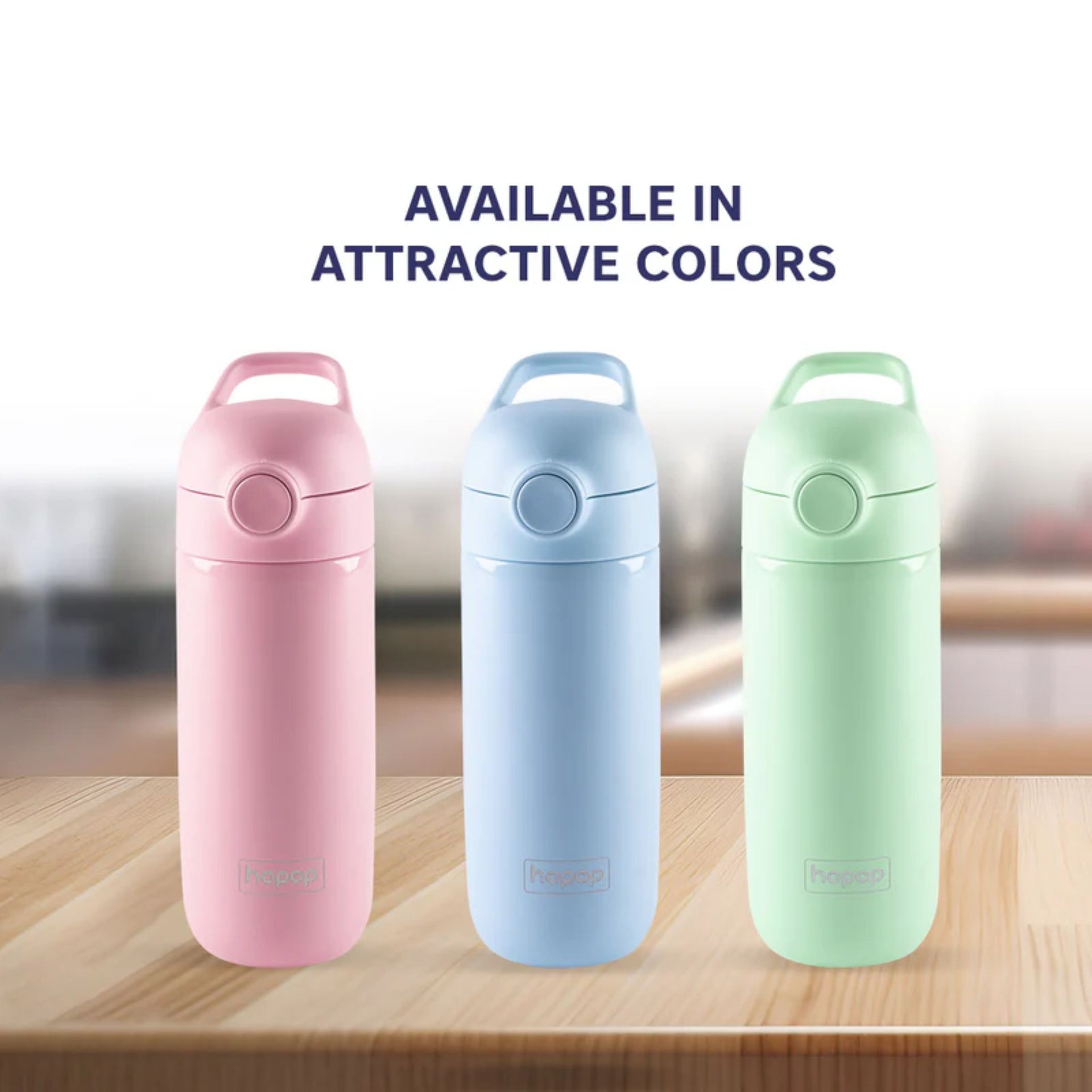 Hopop Insulated Stainless Steel Water Bottle | Double Walled Vacuum Insulated Flask Water | Thermosteel Hot and Cold Sipper Bottle with Carry Handle | BPA Free | 380ml | pink