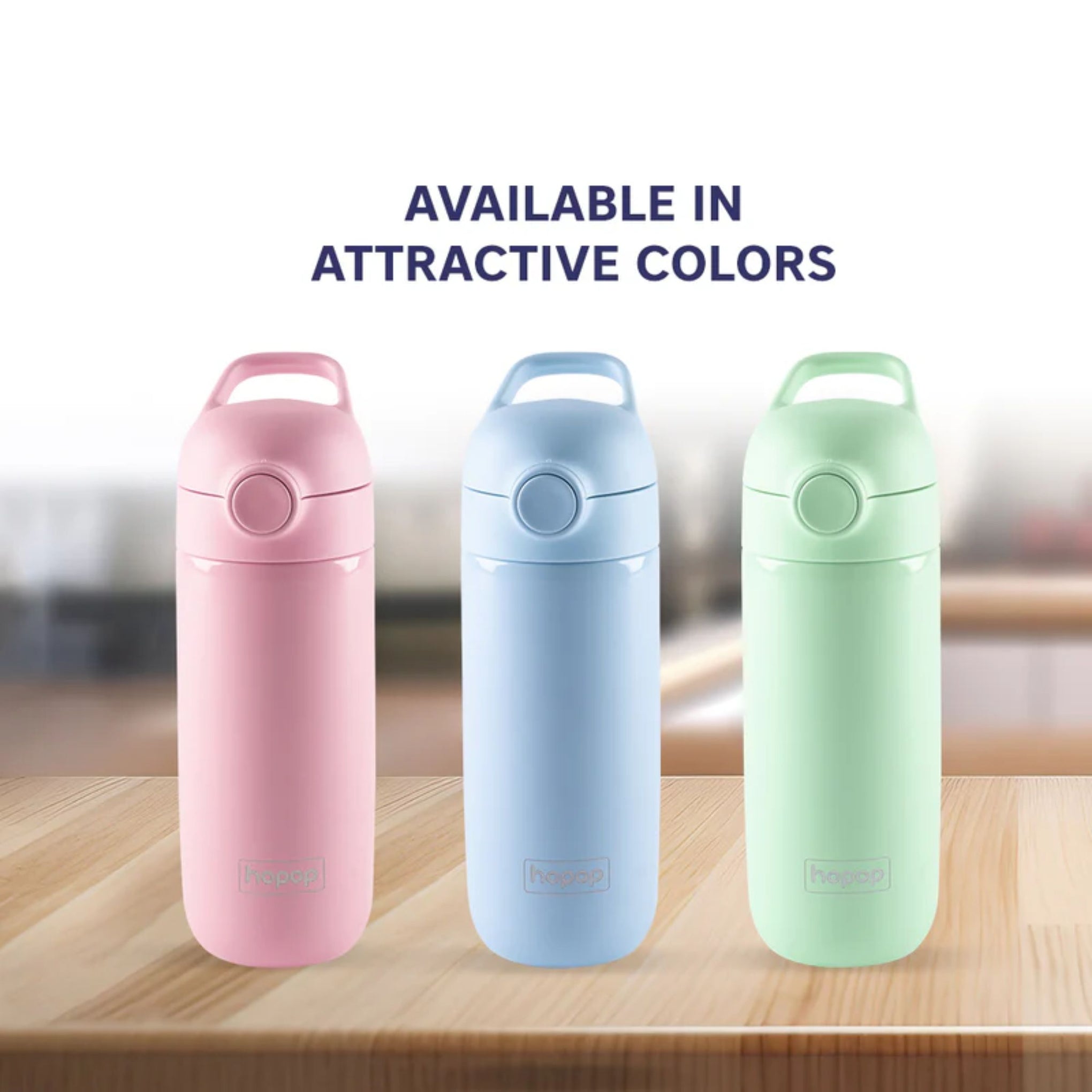 Hopop Insulated Stainless Steel Water Bottle | Double Walled Vacuum Insulated Flask Water | Thermosteel Hot and Cold Sipper Bottle with Carry Handle | BPA Free | 380ml | pink