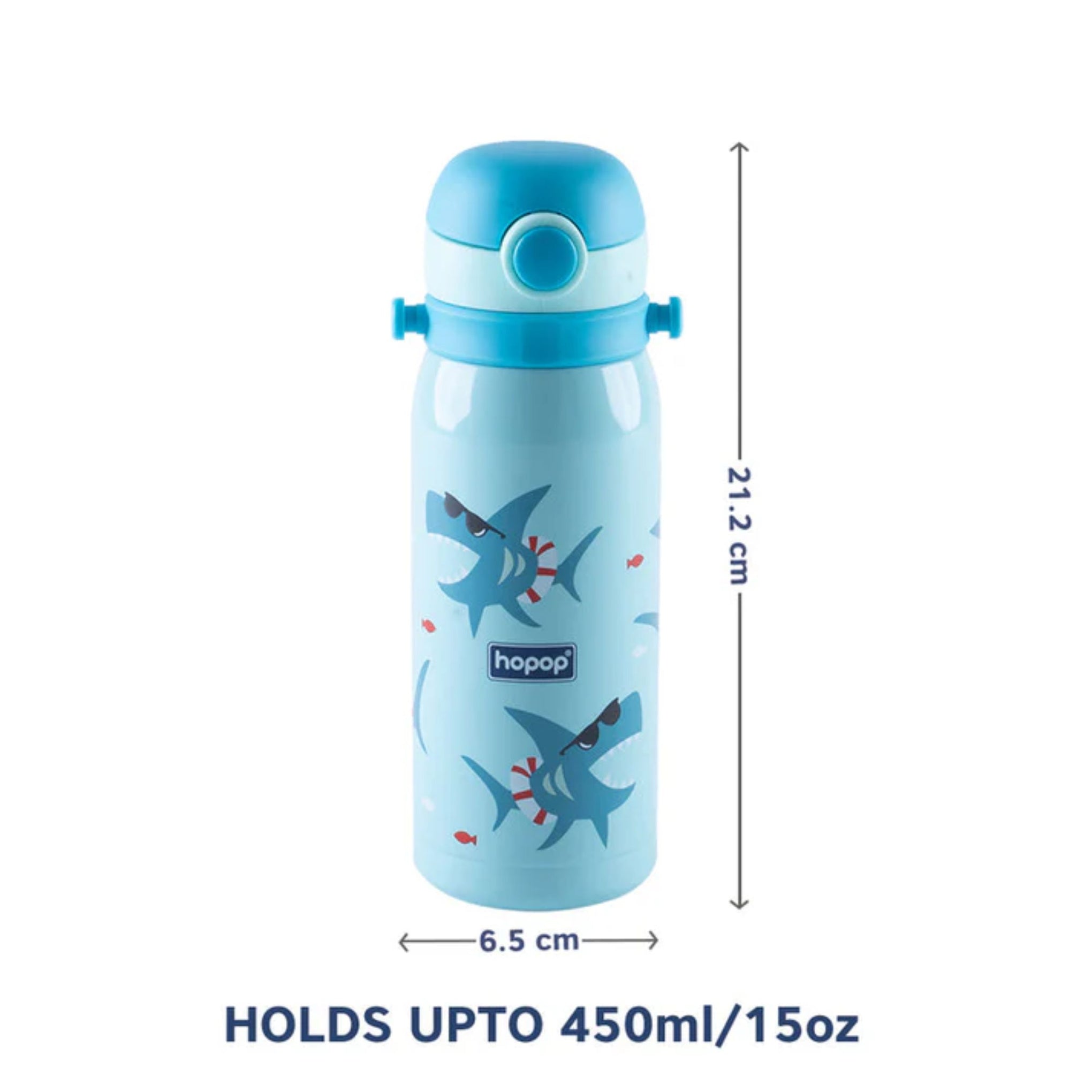 Hopop Stainless Steel Vacuum Bottle-Double Walled Insulation-With Carry Handle-450 ml-Green