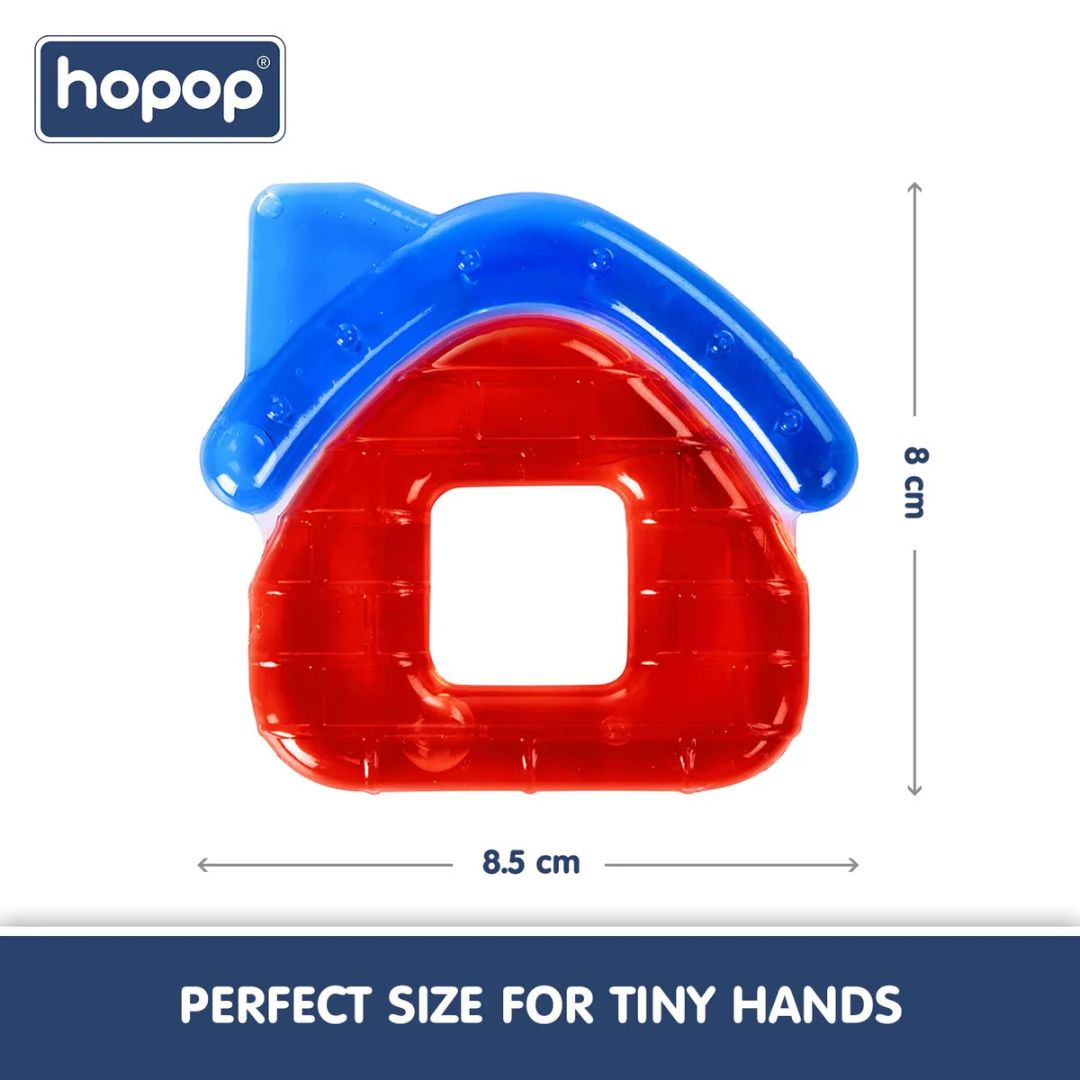Hopop Silicone Baby Teether in House Shape - Multicolor