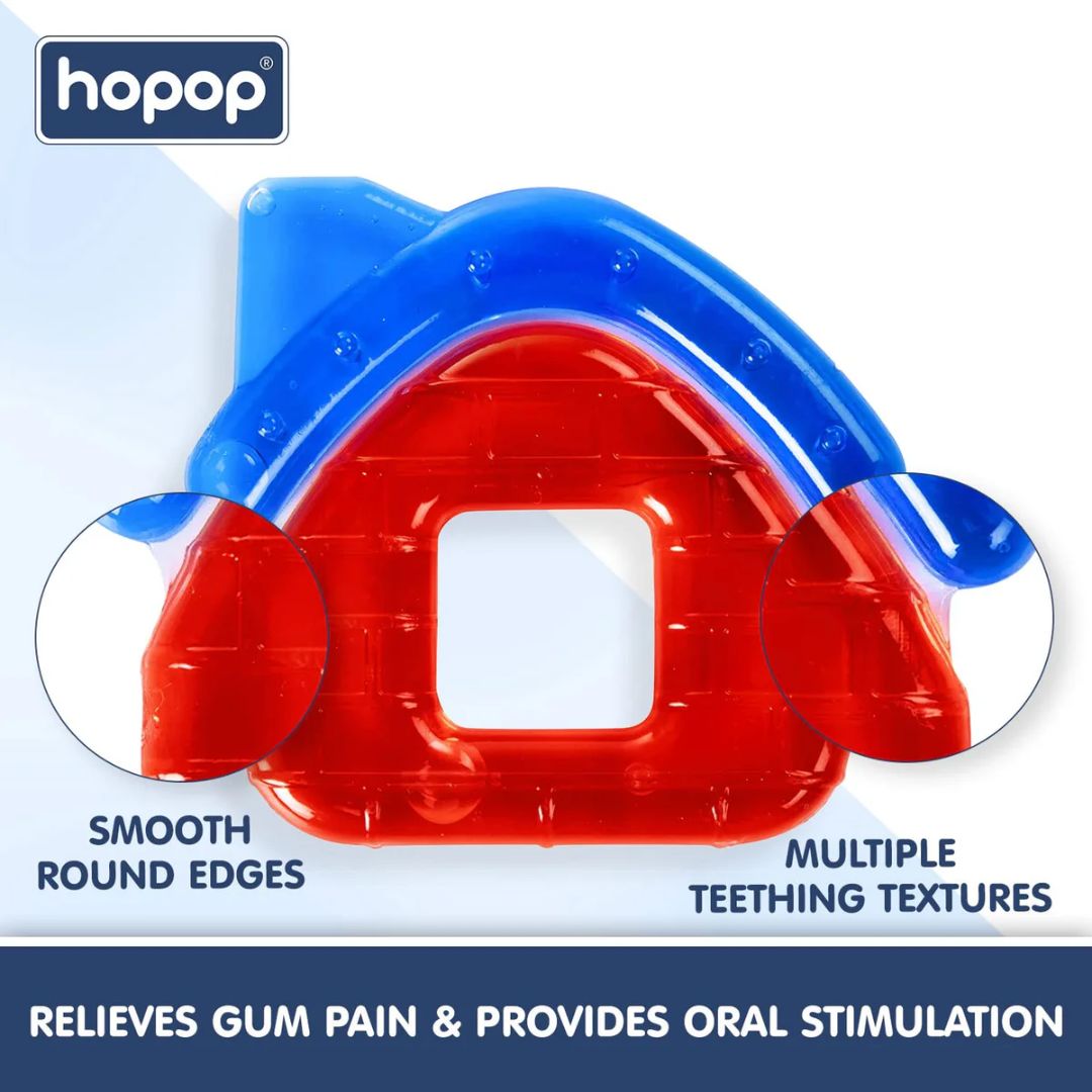 Hopop Silicone Baby Teether in House Shape - Multicolor