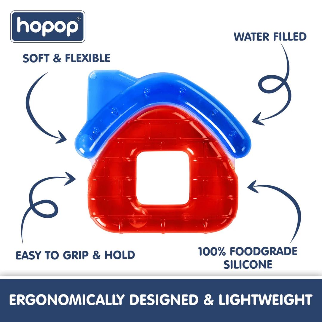 Hopop Silicone Baby Teether in House Shape - Multicolor