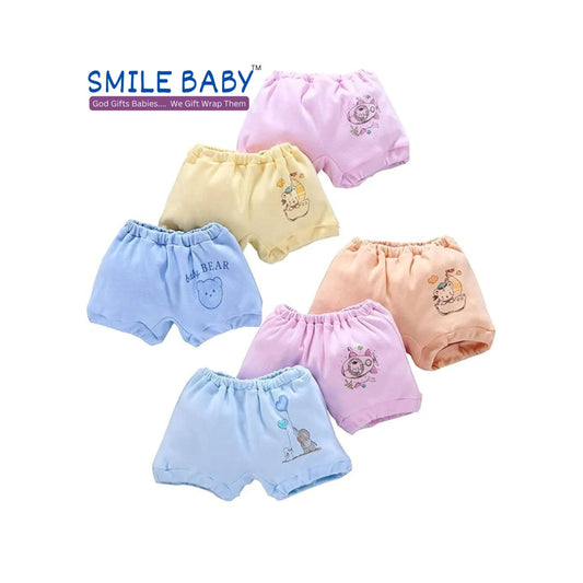 Smile Baby Unisex 100% Cotton Panties Pack of 6 | Boys & Girls Bloomer, Comfortable And Breathable Bloomer Light Color PK-6