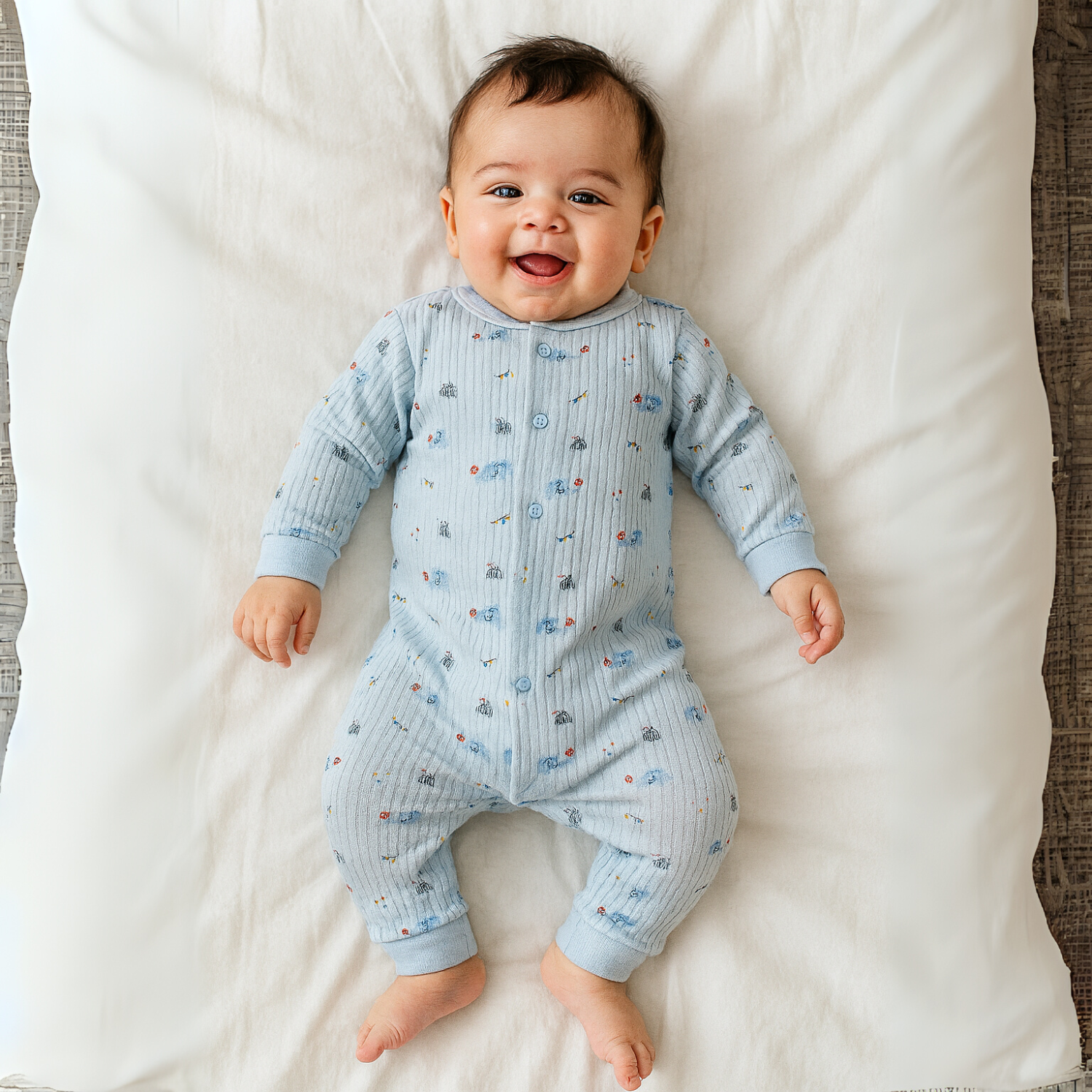 Smile Baby Soft Cotton Printed Jumpsuits – Unisex | 0-6 Months | Full Sleeve Rompers