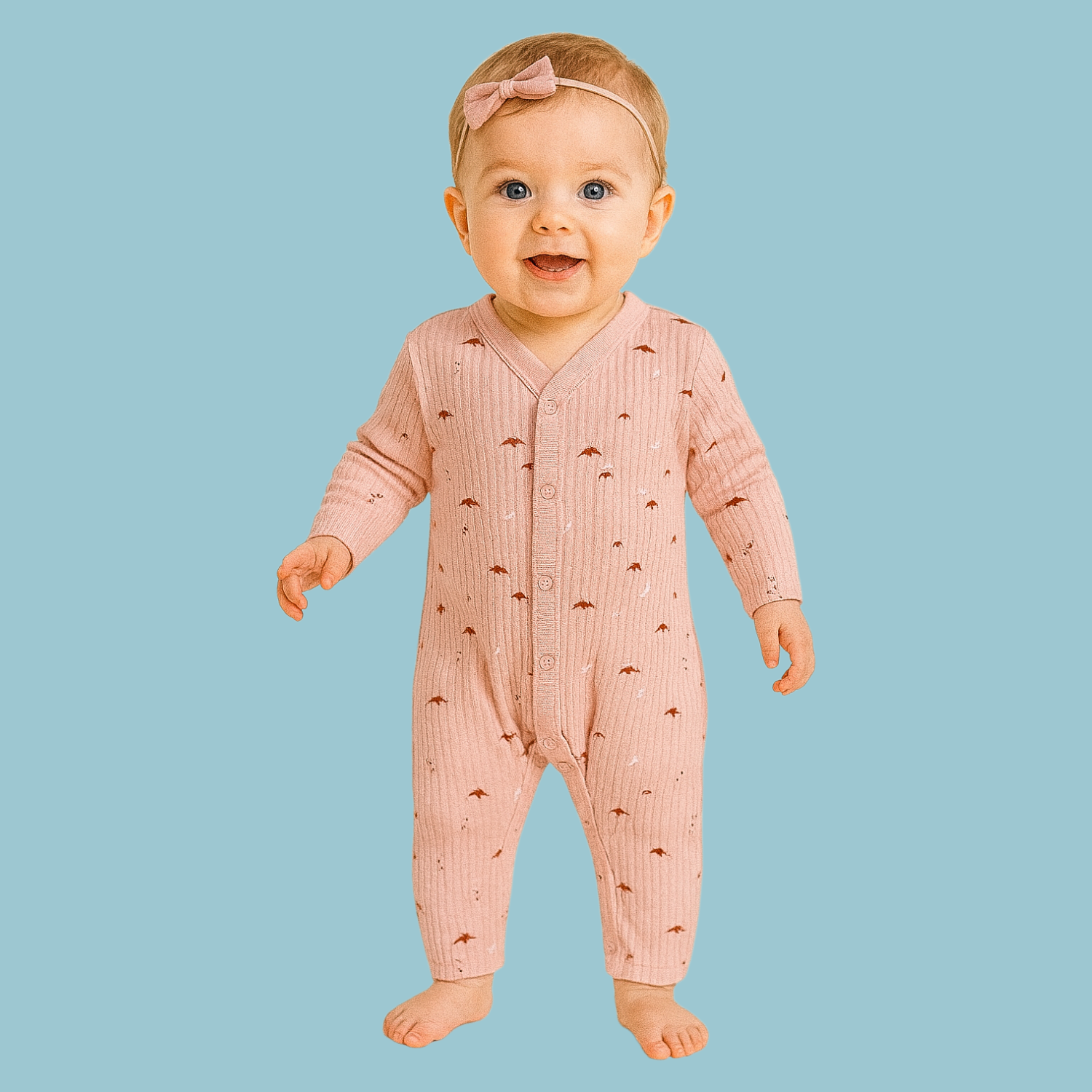 Smile Baby Soft Cotton Printed Jumpsuits – Unisex | 0-6 Months | Full Sleeve Rompers