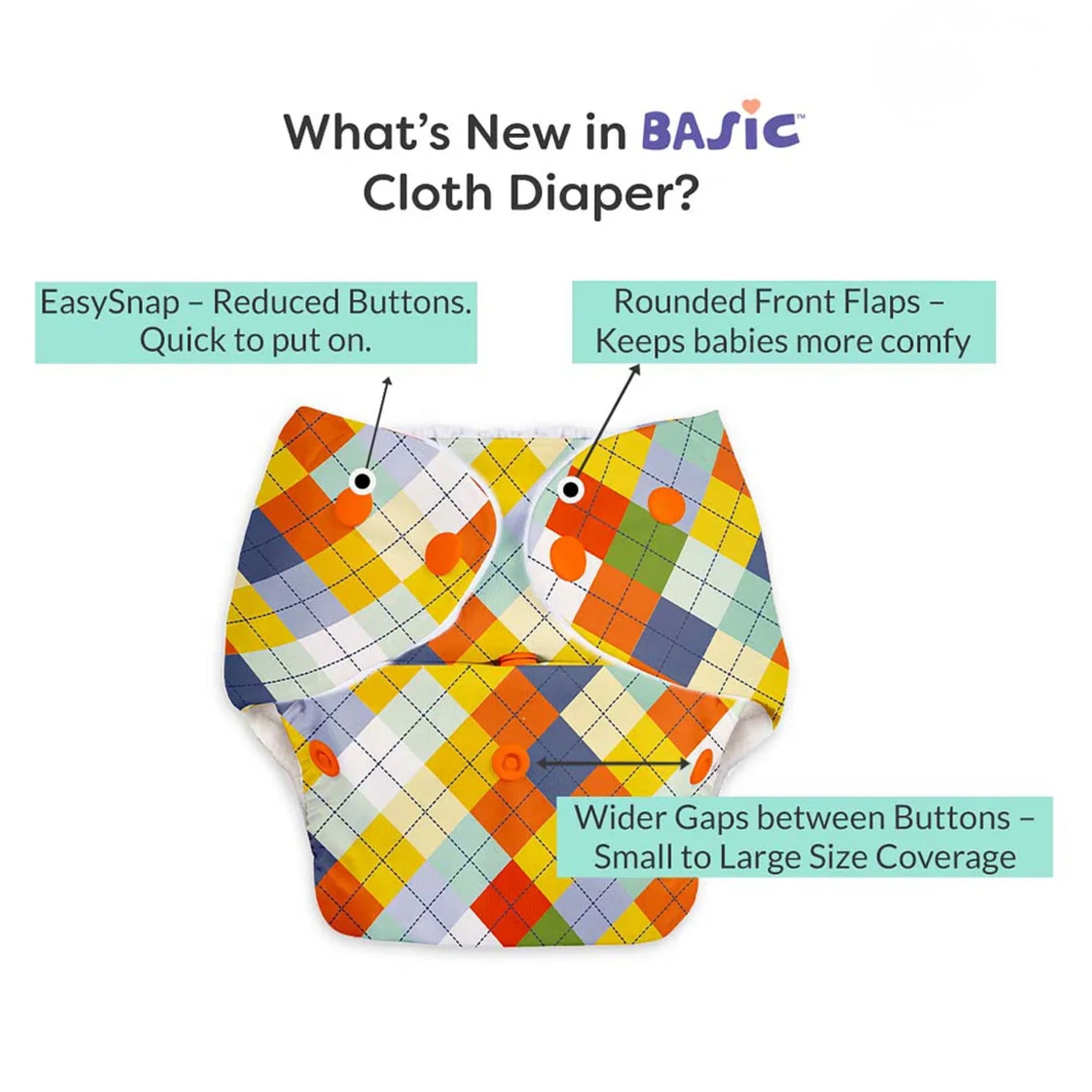 SuperBottoms Basic Reusable Cloth Diaper Geometric Print- Multicolor