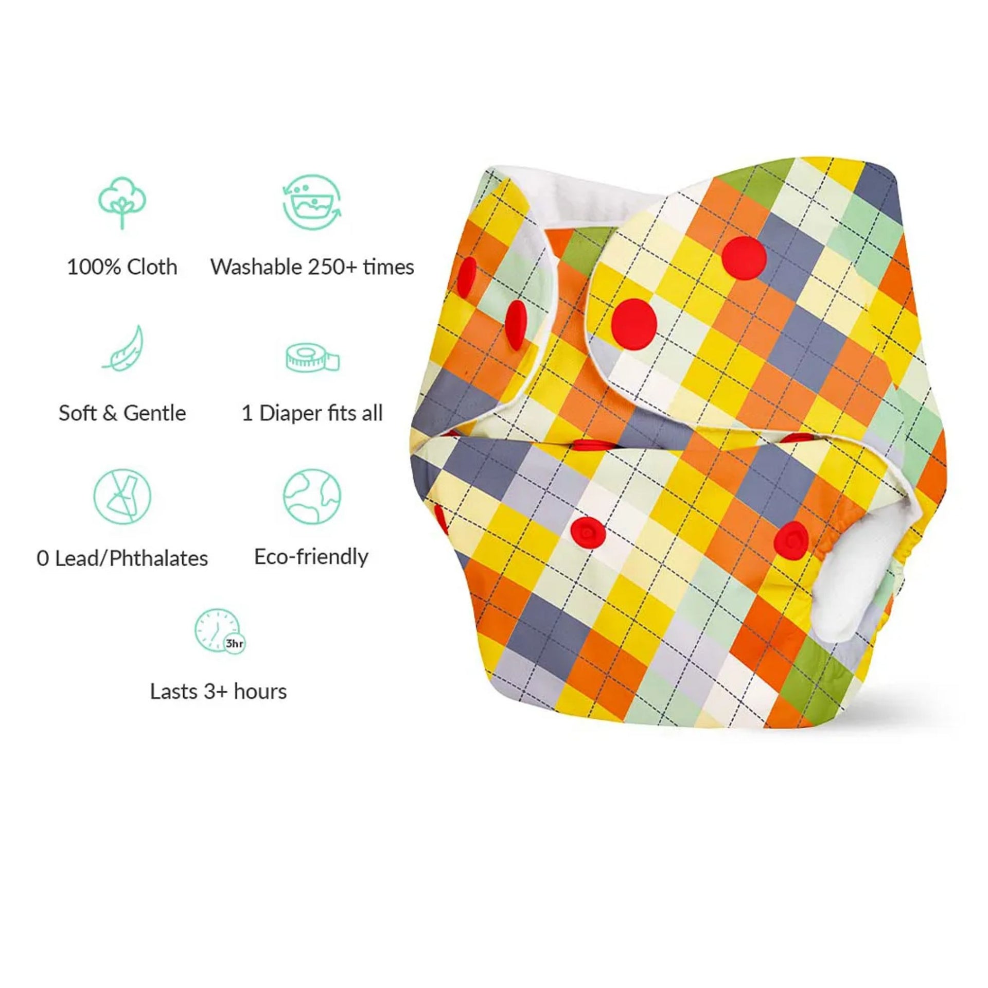 SuperBottoms Basic Reusable Cloth Diaper Geometric Print- Multicolor