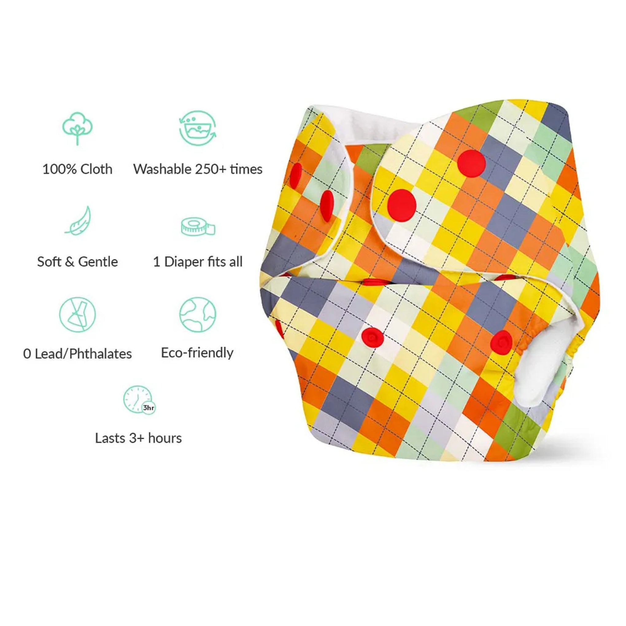 SuperBottoms Basic Reusable Cloth Diaper Geometric Print- Multicolor