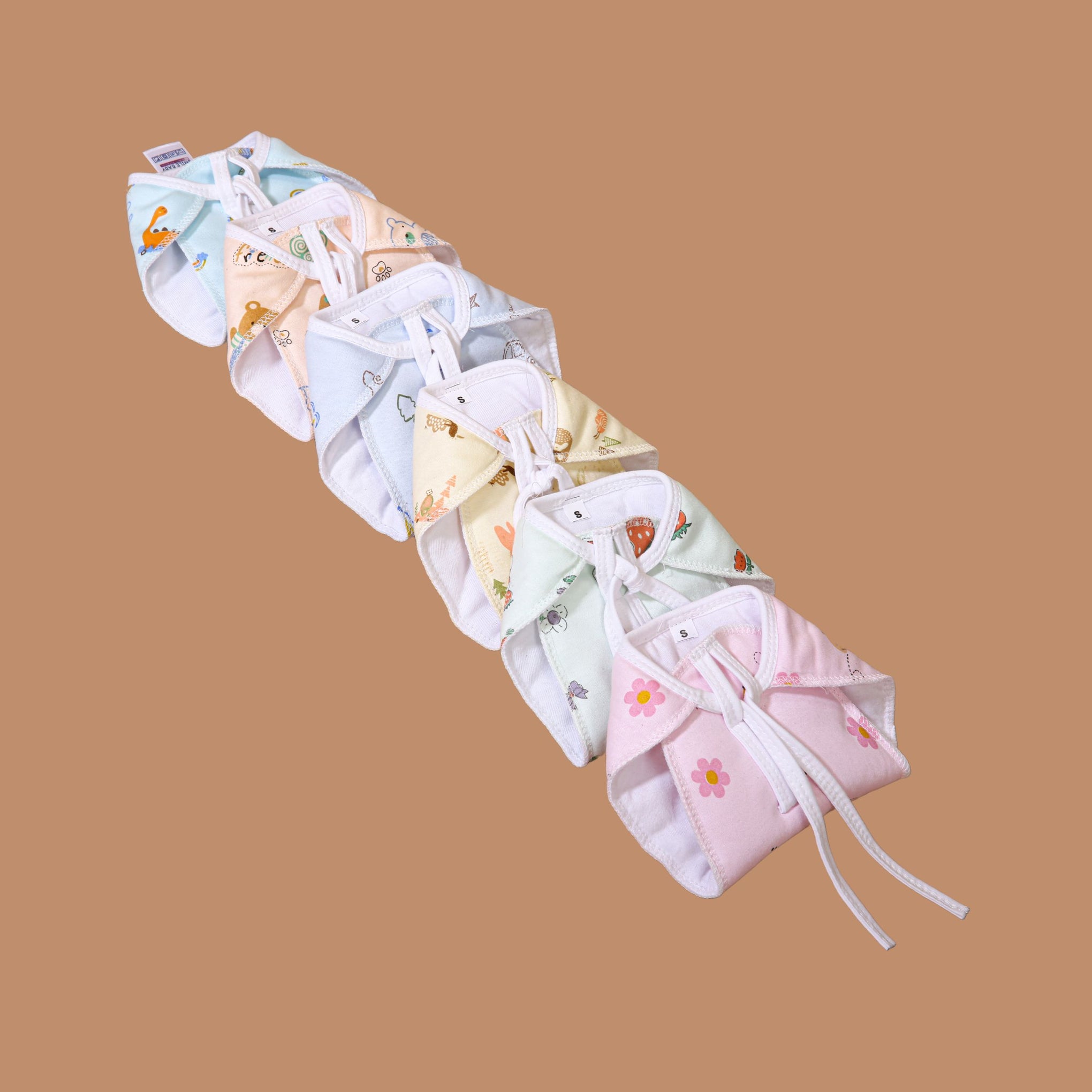 Smile Baby Langot For New Born Baby Pack Of 6 | 100% Pure Cotton Double Layered Langot | Extra Soft & Breathable Nappy | Up To 5 Kg Light Color