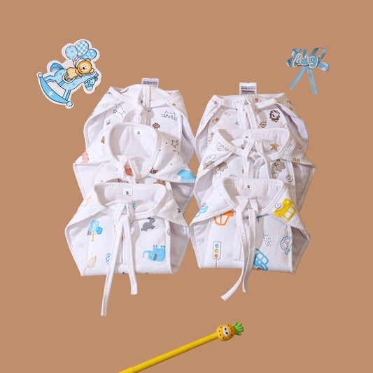 Smile Baby Langot For New Born Baby Pack Of 6 | 100% Pure Cotton Double Layered Langot | Extra Soft & Breathable Nappy | Up To 5 Kg White