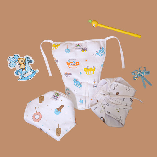 Smile Baby Langot For New Born Baby Pack Of 3 | 100% Pure Cotton Double Layered Langot | Extra Soft & Breathable Nappy | Up To 5 Kg White