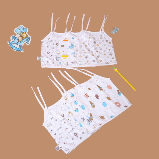 Smile Baby cotton Jabla Knot Type - 6 Pac Combo Packs White Color (Print Design as per The Availability)