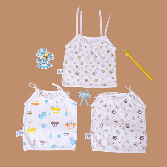 Smile Baby cotton Jabla Knot Type - 3 Pac Combo Packs White Color (Print Design as per The Availability)