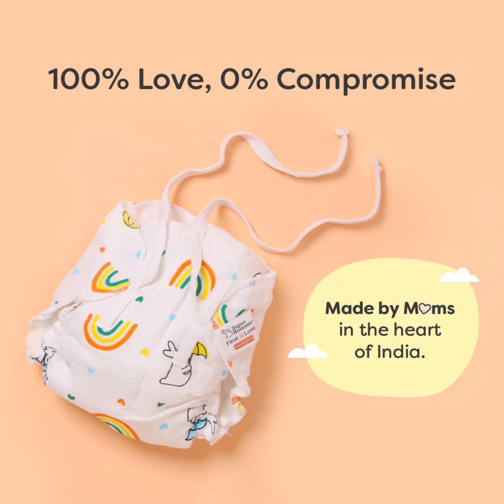 SUPER BOTTOMS New Born Langot (0–12 Months) – Soft Cotton Reusable Baby Cloth Langot with Adjustable Tie-Up, Cute Prints (Pack of 2)