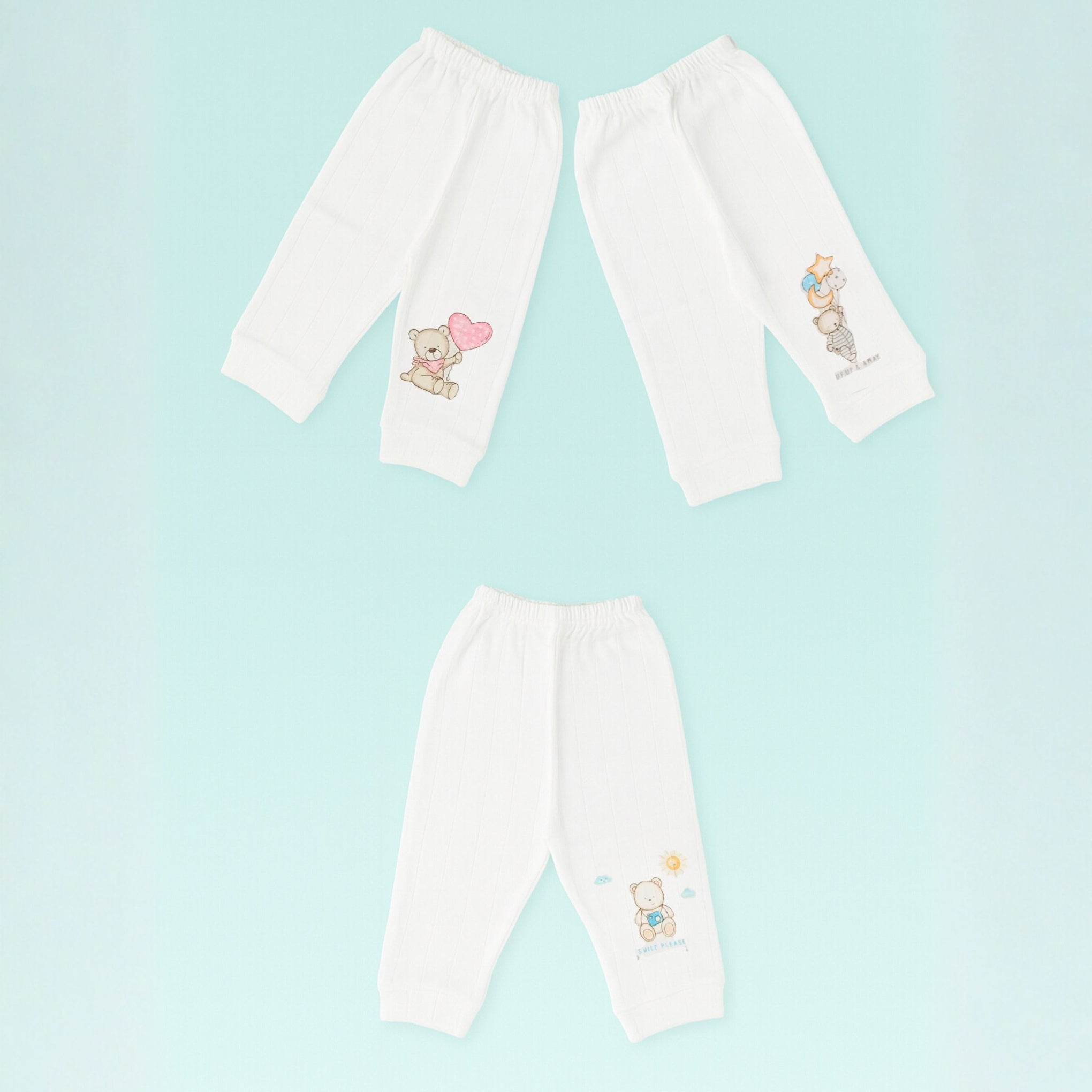 Newborn Baby Cotton Leggings – Ultra-Soft Ribbed Pants with Cute Prints | New born | Unisex Infant Wear (Pack of 3)