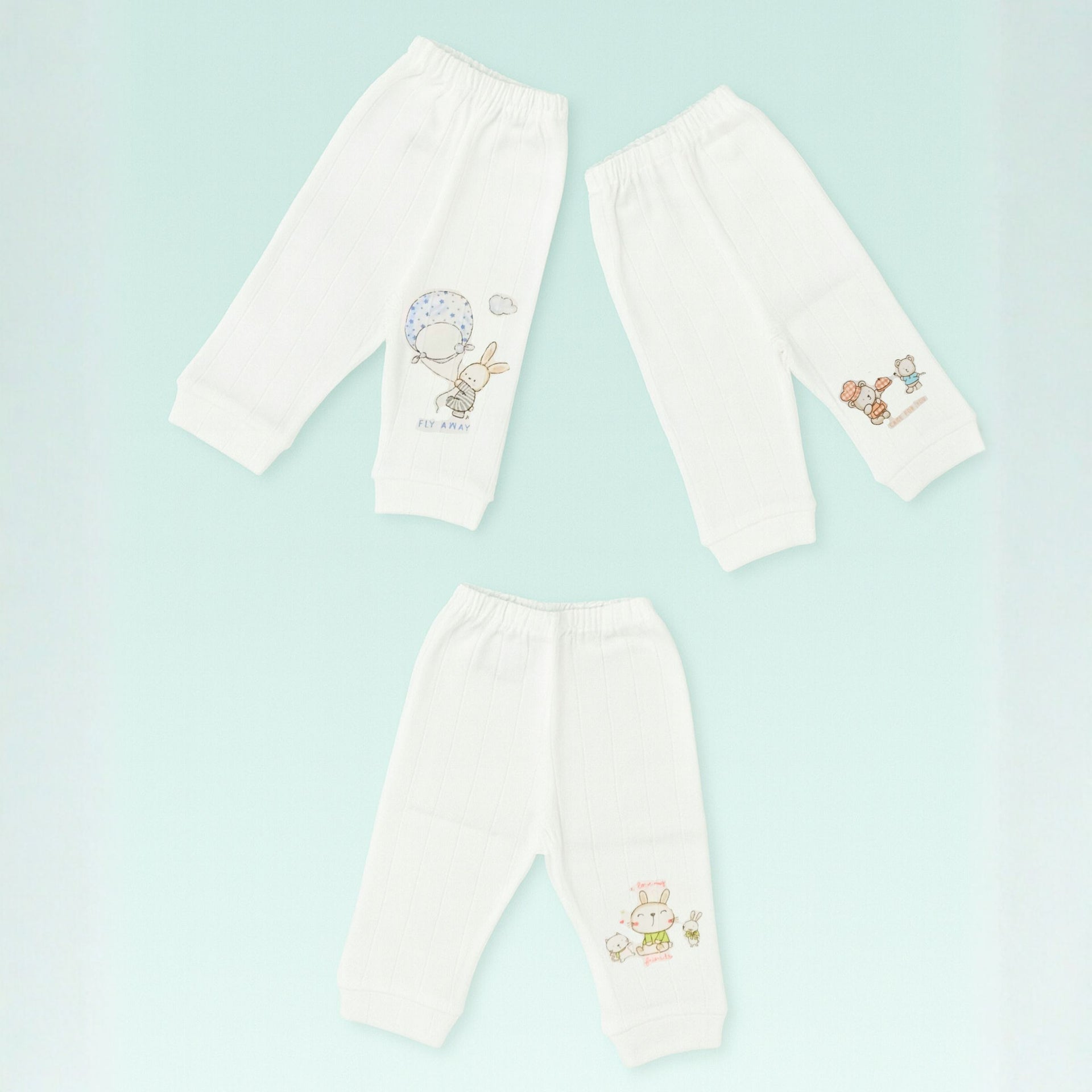 Newborn Baby Cotton Leggings – Ultra-Soft Ribbed Pants with Cute Prints | New born | Unisex Infant Wear (Pack of 3)