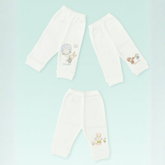 Newborn Baby Cotton Leggings – Ultra-Soft Ribbed Pants with Cute Prints | New born | Unisex Infant Wear (Pack of 3)