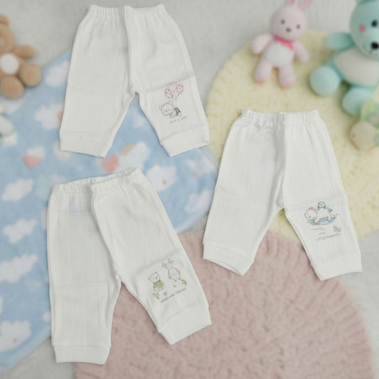 Premium Newborn Baby Cotton Leggings – Ultra-Soft Ribbed Pants with Cute Prints | Newborn | Unisex Infant Wear (Pack of 3)