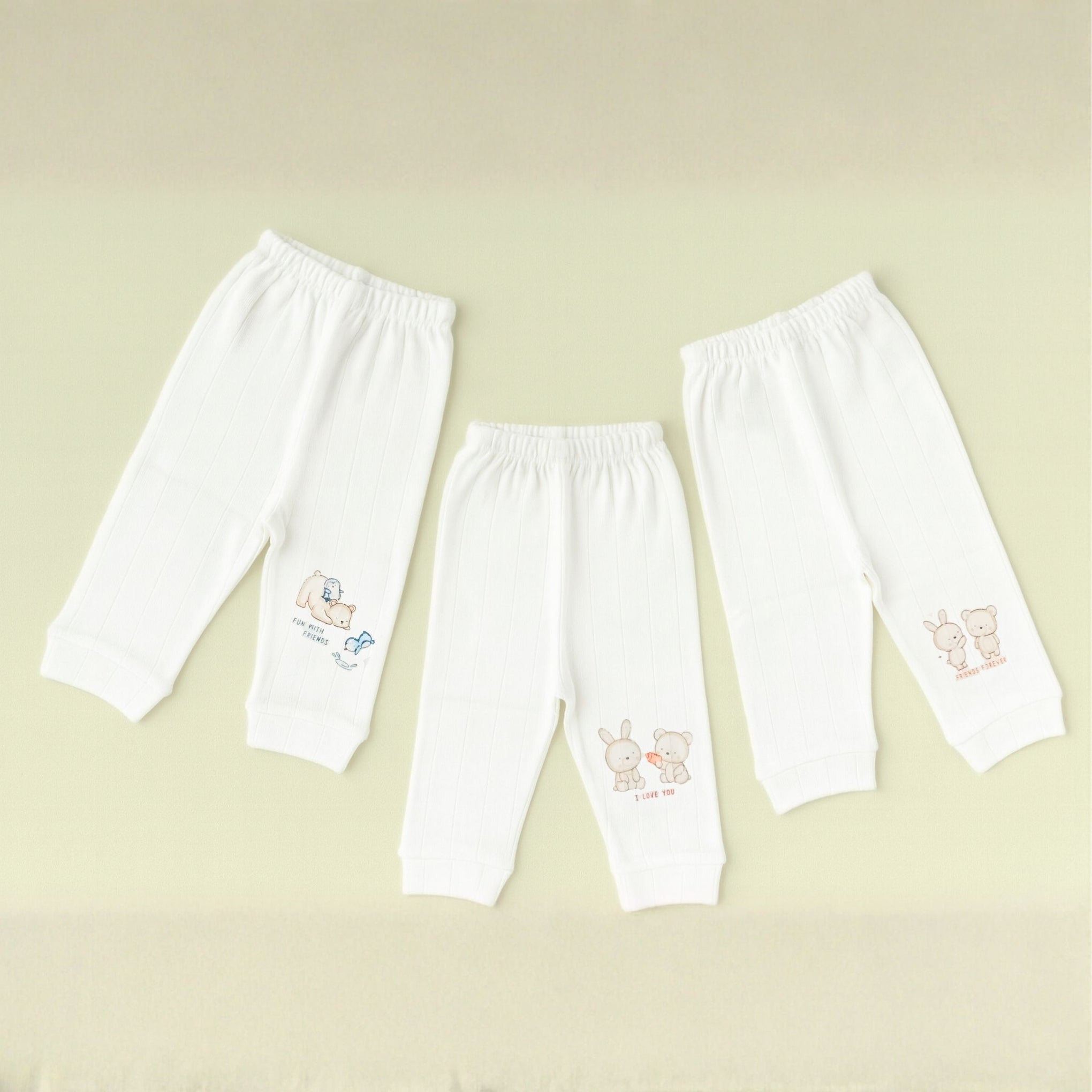 Premium Newborn Baby Cotton Leggings – Ultra-Soft Ribbed Pants with Cute Prints | Newborn | Unisex Infant Wear (Pack of 3)