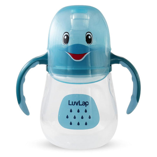 LuvLap Little Dolphin Sipper, Soft Silicone Spout, Anti-Spill, Colour, 280Ml, 6M+, Blue