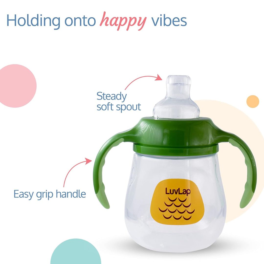 LuvLap Clever Frog Spout Sipper for Infant/Toddler, 210ml, Anti-Spill Sippy Cup with Soft Silicone Spout BPA Free, 6m+ (Green)