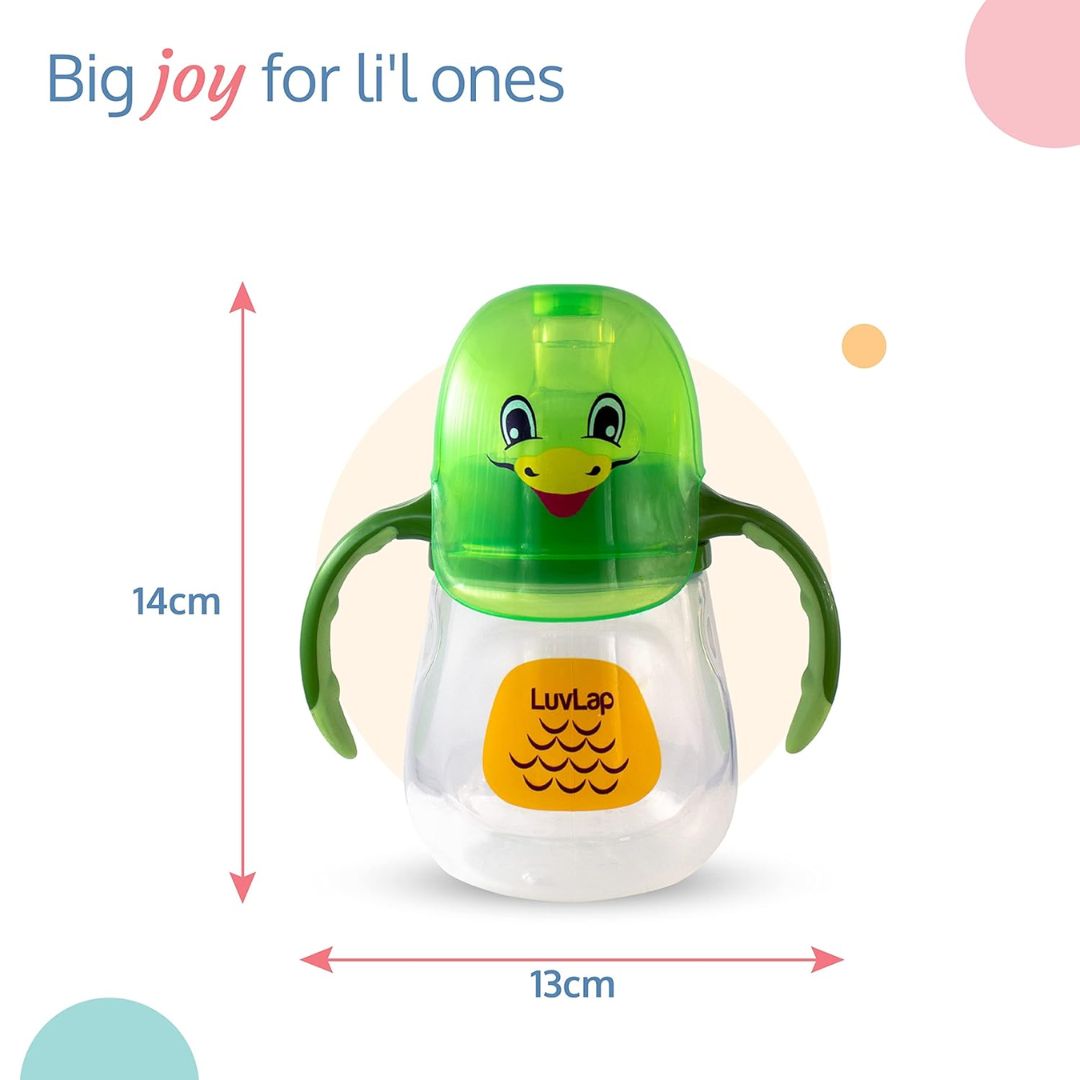 LuvLap Clever Frog Spout Sipper for Infant/Toddler, 210ml, Anti-Spill Sippy Cup with Soft Silicone Spout BPA Free, 6m+ (Green)