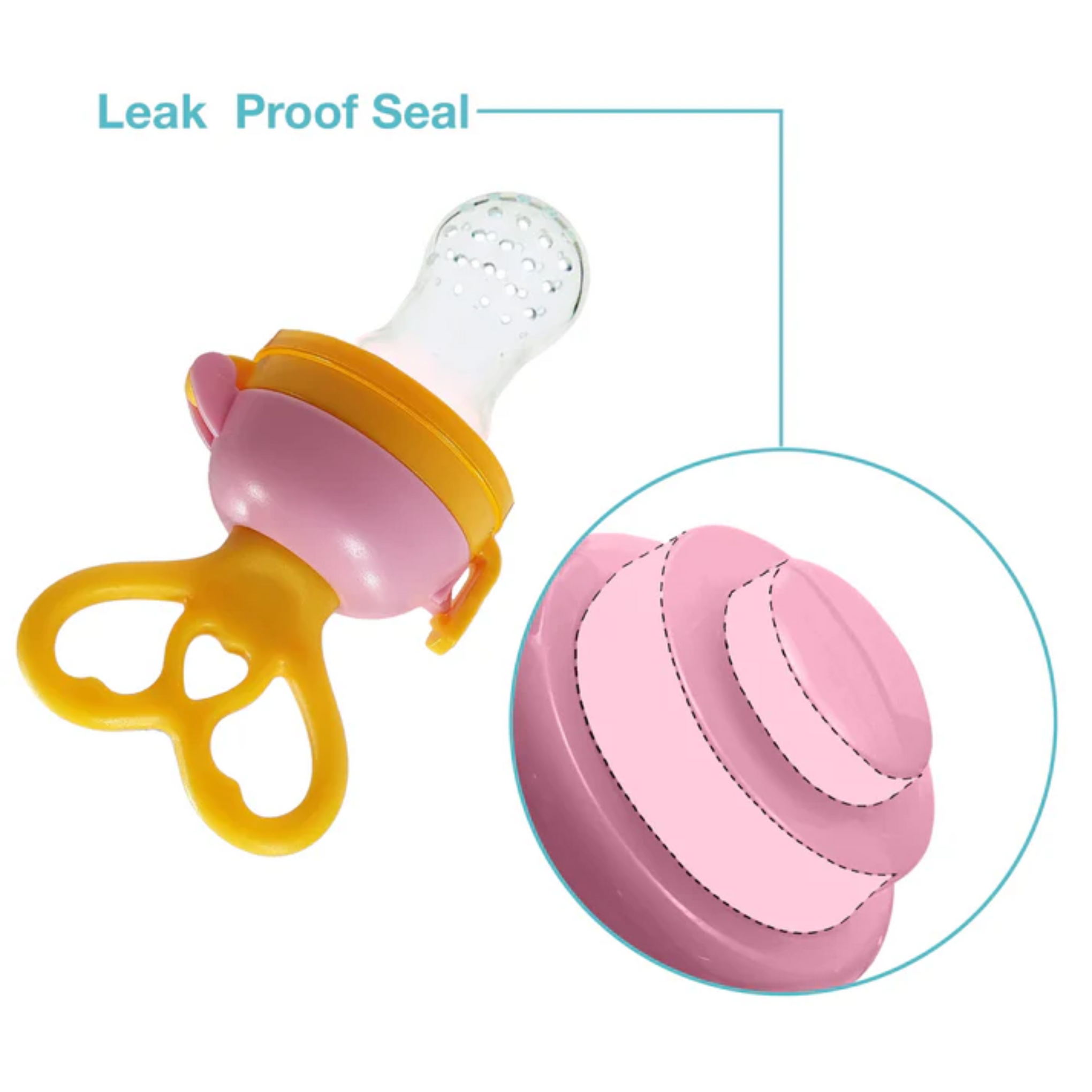 LuvLap Silicone Food/Fruit Nibbler with Extra Mesh, Heartfills Yellow & Pink, BPA Free