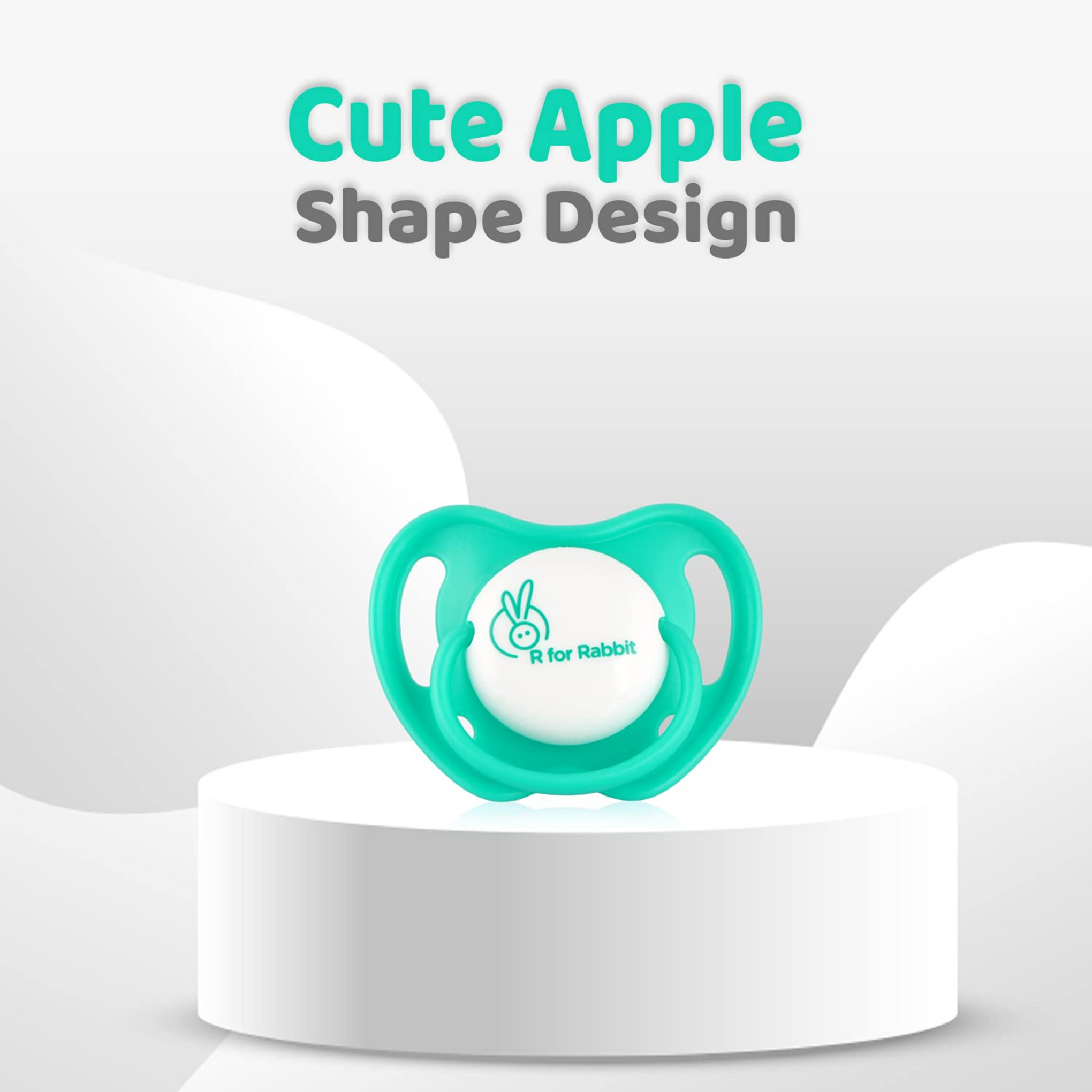 R for Rabbit Baby Apple Pacifier Ultra Light Soft Silicone Nipple, Orthodontic Design, BPA-Free for Kids of 6 Months +|Large|Green