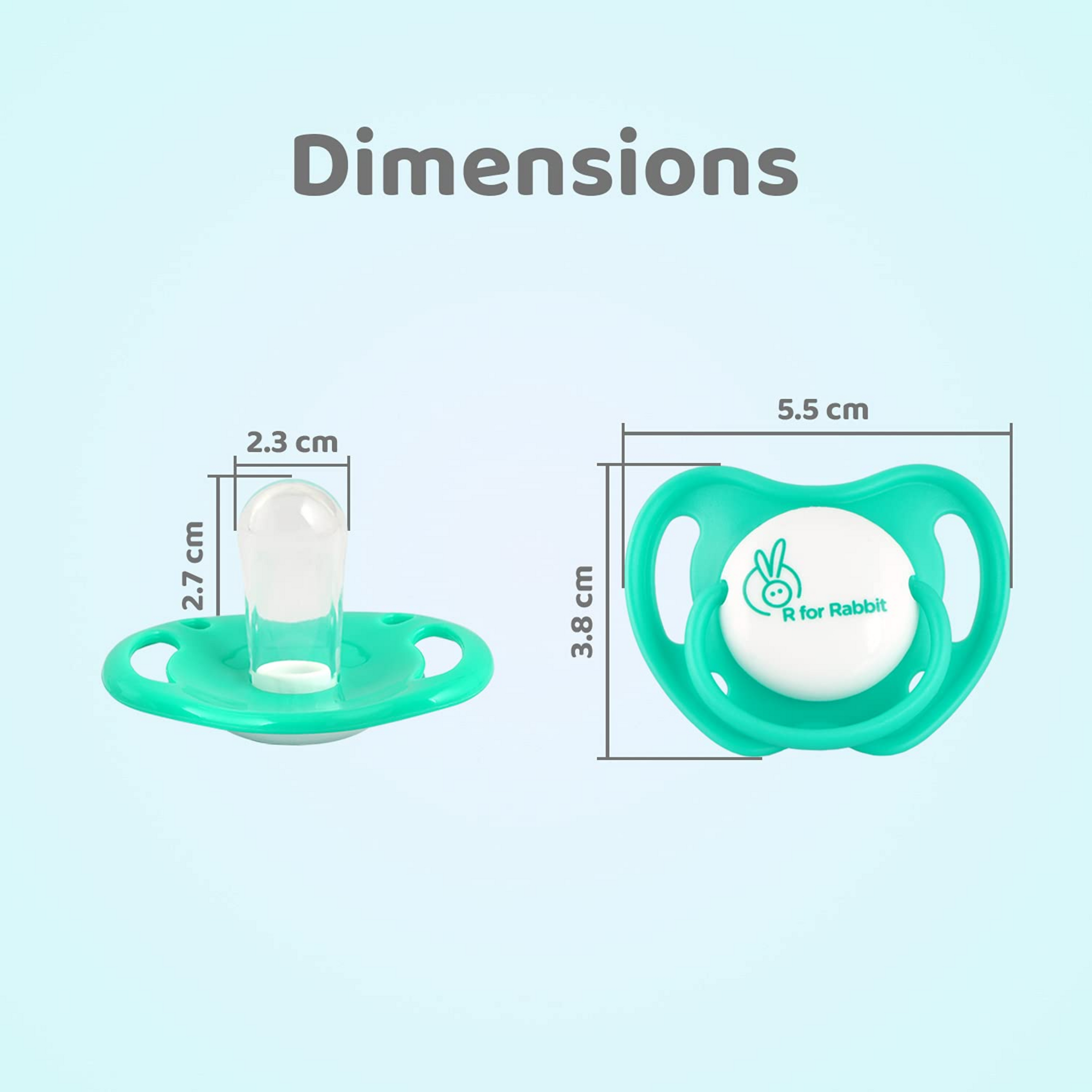 R for Rabbit Baby Apple Pacifier Ultra Light Soft Silicone Nipple, Orthodontic Design, BPA-Free for Kids of 6 Months +|Large|Green