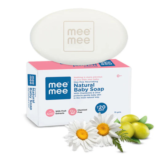 Mee Mee baby soap 100% Natural Nourishing Baby Soap in 3 Variants  | Chamomile & Olive Extracts | Natural Almond Oil & Milk Extract | Natural Shea & Cocoa Butter | Organic Baby Soap | 75gm ( pack of 1)