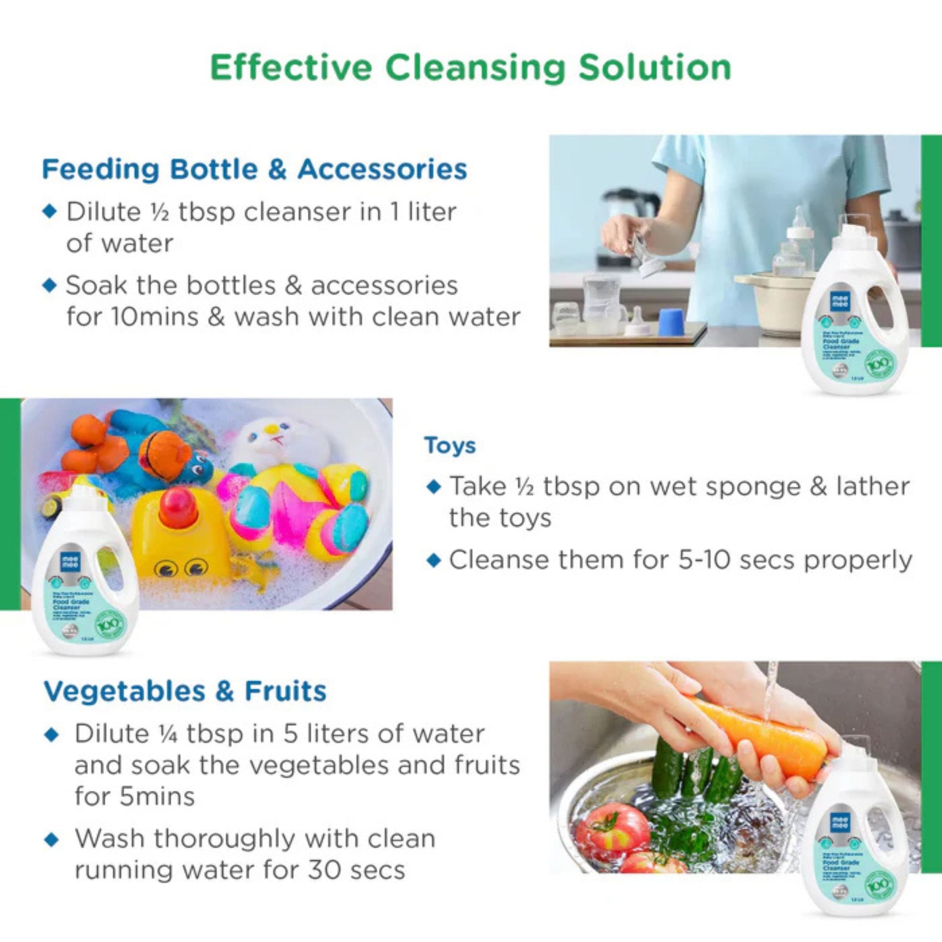 Mee Mee Multipurpose Baby Liquid Food Grade Cleanser - Available 500ML Refill , 500ml , 1.5L, Natural Extracts Gentle Formula ( PACK OF 1 )