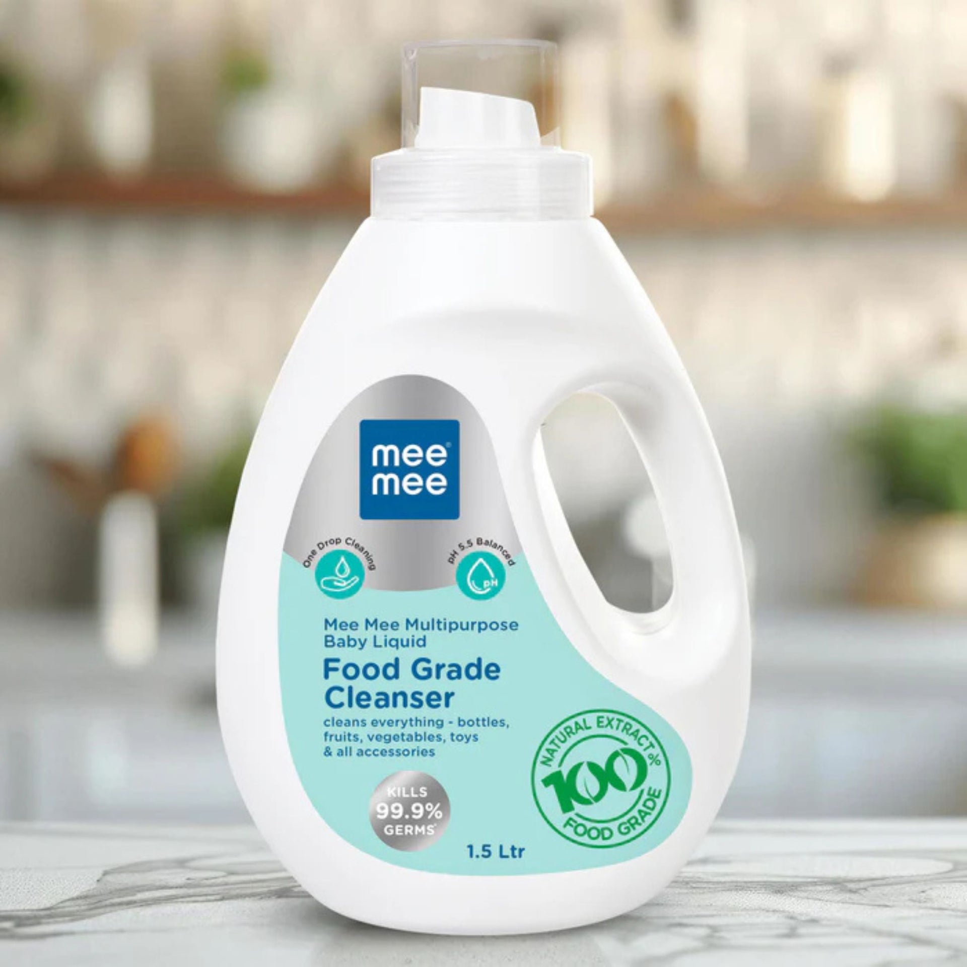 Mee Mee Multipurpose Baby Liquid Food Grade Cleanser - Available 500ML Refill , 500ml , 1.5L, Natural Extracts Gentle Formula ( PACK OF 1 )